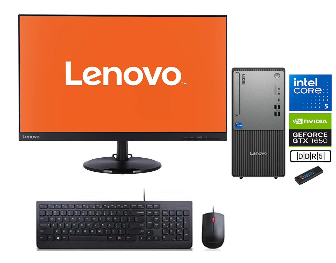 Lenovo Thinkcentre Neo 50T Gen 5 Intel Core I5 13400 32GB Ddr5 4tb SSD 4GB/GTX1650 23.8mon WİN11PRO Masaüstü Blgisayar NEO12UB000ETRTXYW15+ZETTAUSBBELLEK