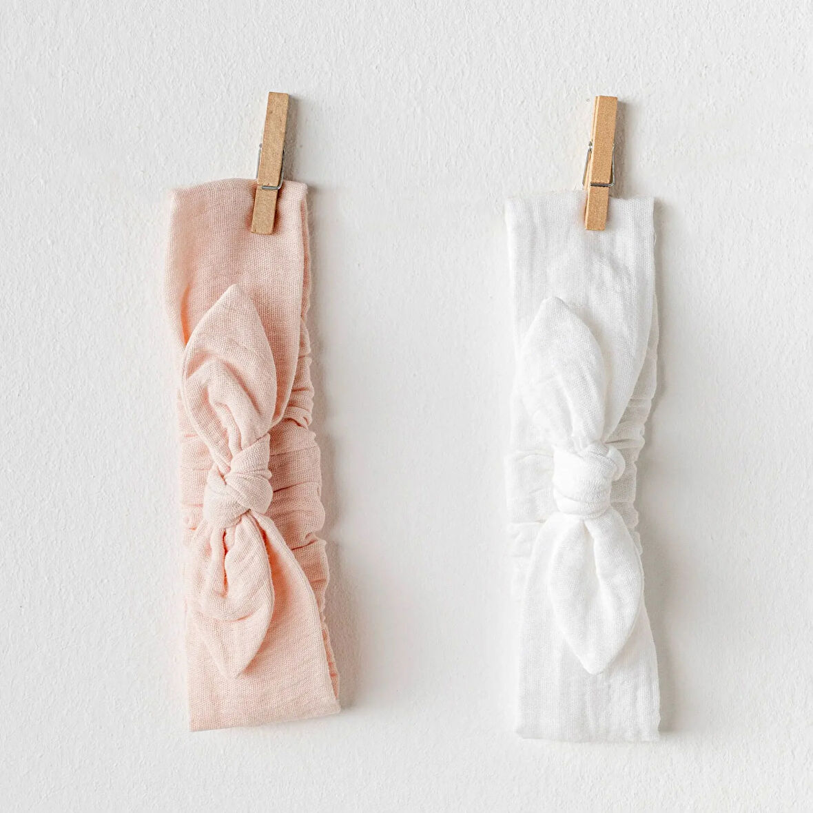 Andywawa AC25868 Müslin Home 2'Li Saç Bandı Pink White