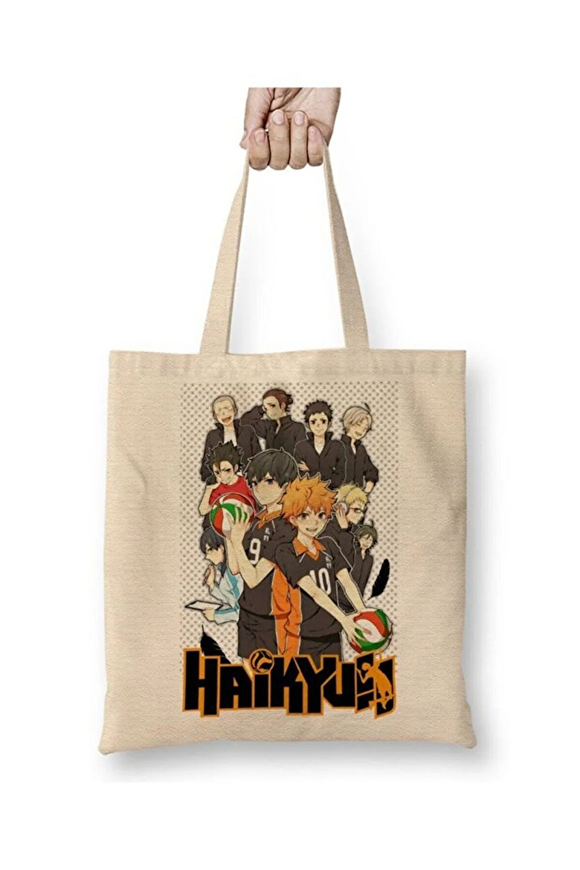 Haikyuu Karasuno Hinata Bez Çanta Uzun Saplı Alışveriş Çantası Plaj Çantası