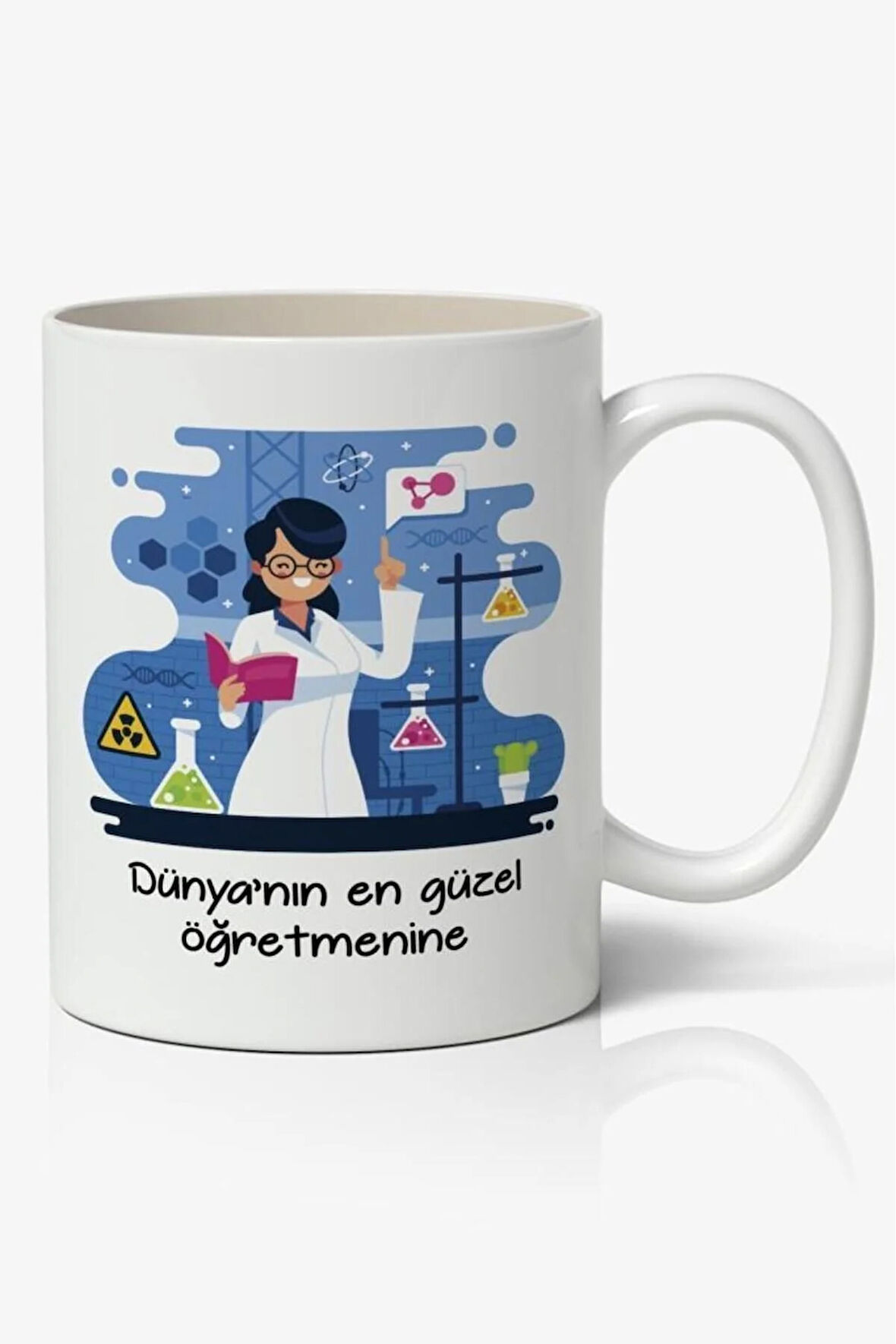 Dünyanın En Güzel Öğretmenine Temalı Beyaz Kupa Bardak Öğretmenler Günü Hediyelik 24 Kasım