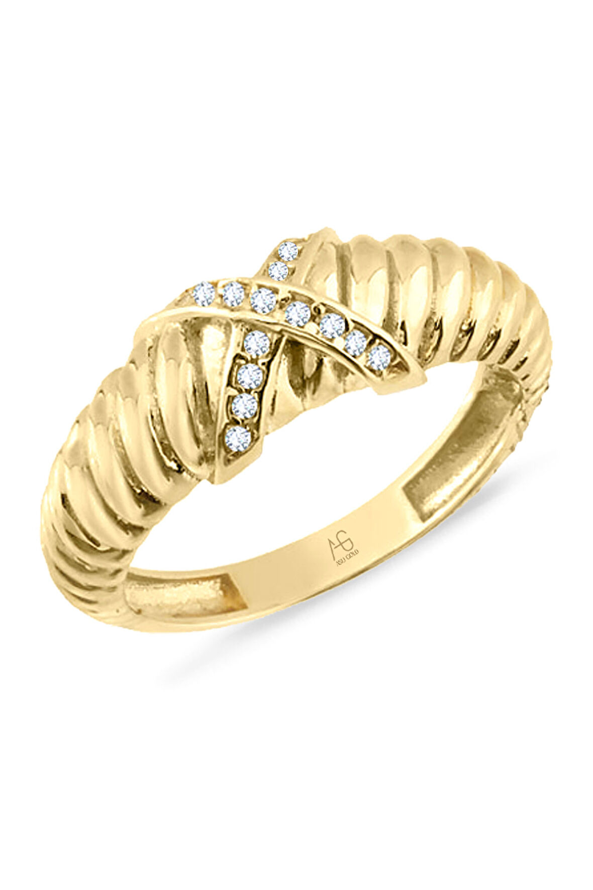 Çapraz Detay Altın Midye Yüzük