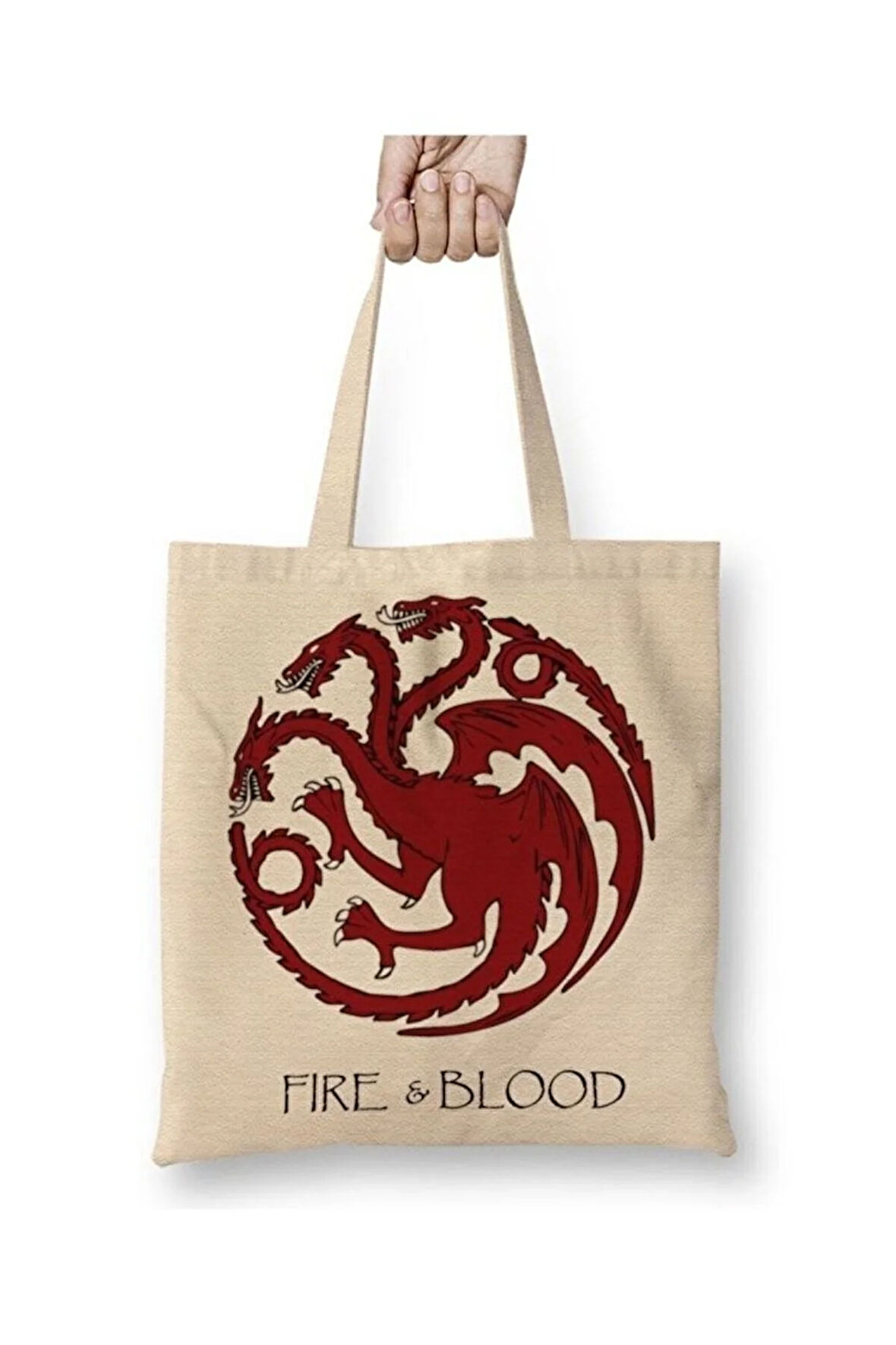 Casa Targaryen Got Fire Ve Blood Bez Çanta Uzun Saplı Alışveriş Çantası Plaj Çantası