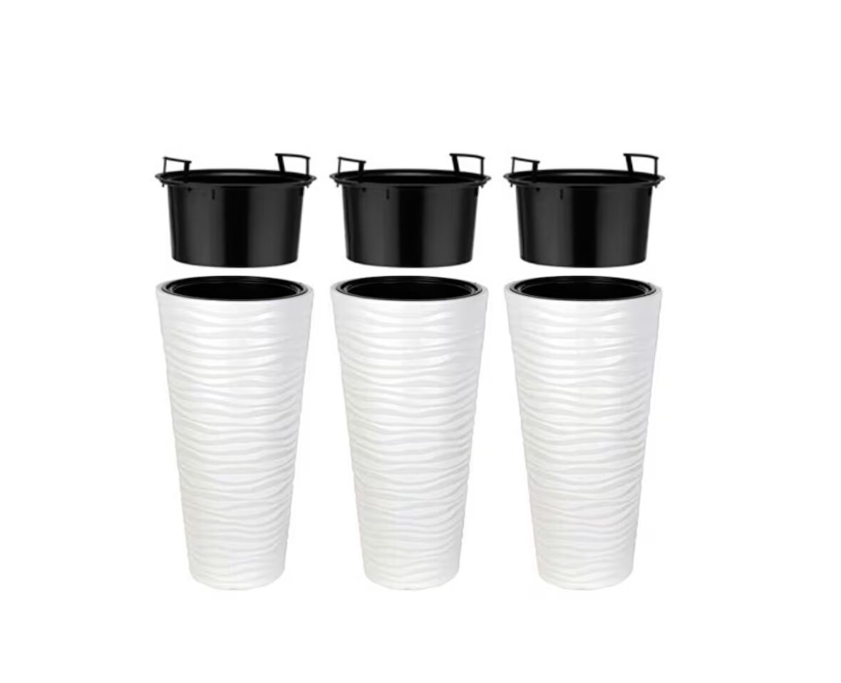Omnipazar SO-KVT1 Kumsal Vazo Saksı Takımı 5.5 lt Beyaz 3 Adet 