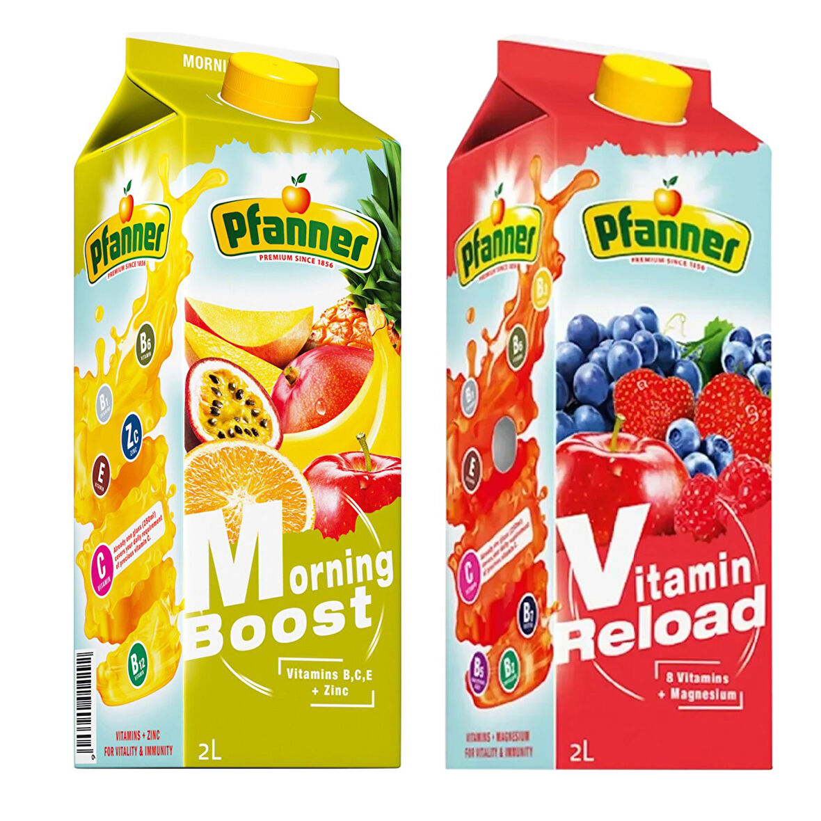 Pfanner 2 lt Morning Boost ve Vitamin Reload Meyve Suyu 2 li Paket