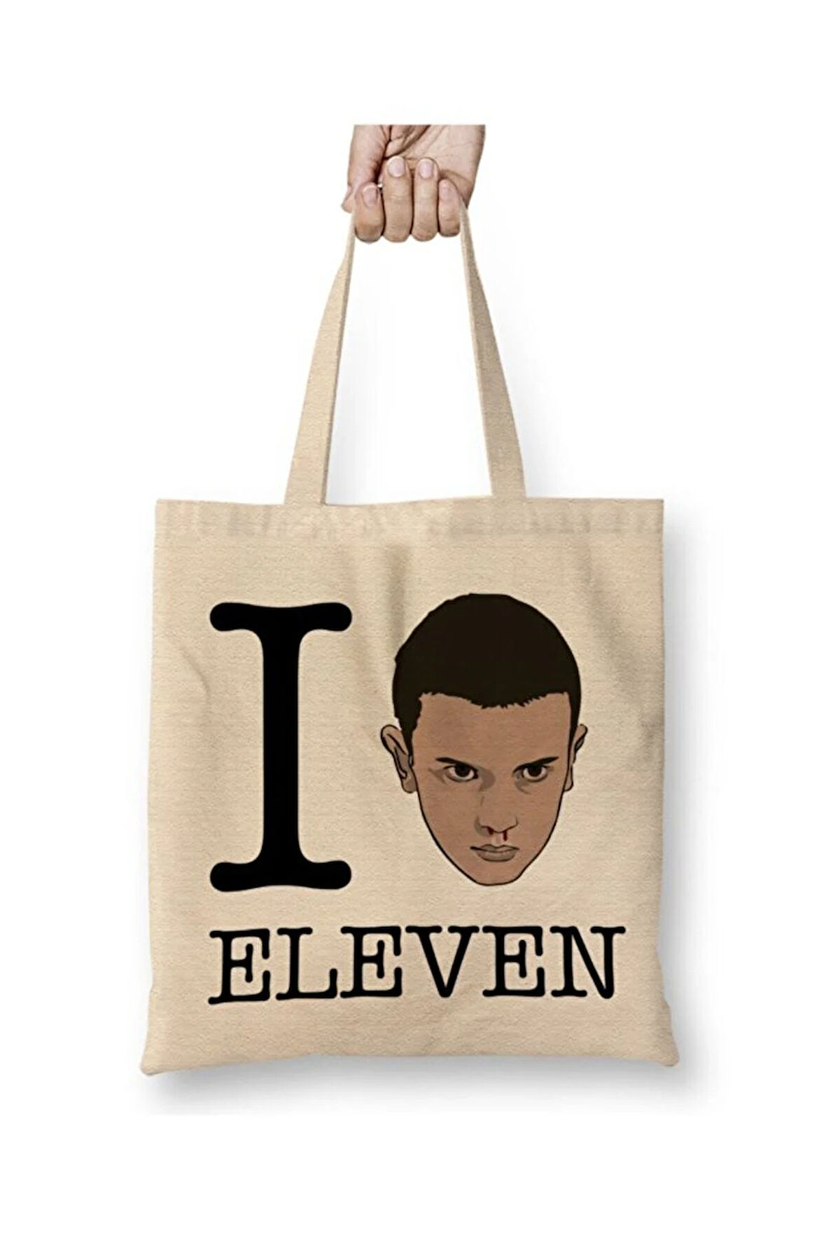 Stranger Things I Love Eleven Bez Çanta Uzun Saplı Alışveriş Çantası Plaj Çantası