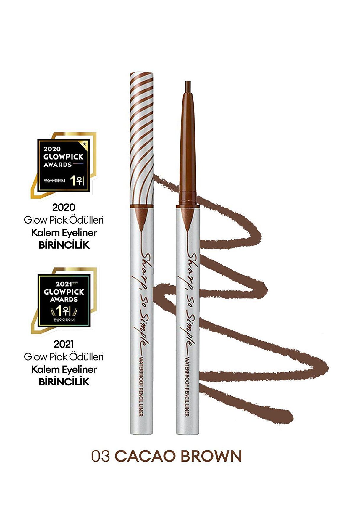 Suya Dayanıklı, İnce Uçlu Göz Kalemi Clio Sharp So Simple Waterproof Pencil Liner (03 Cacao Brown)