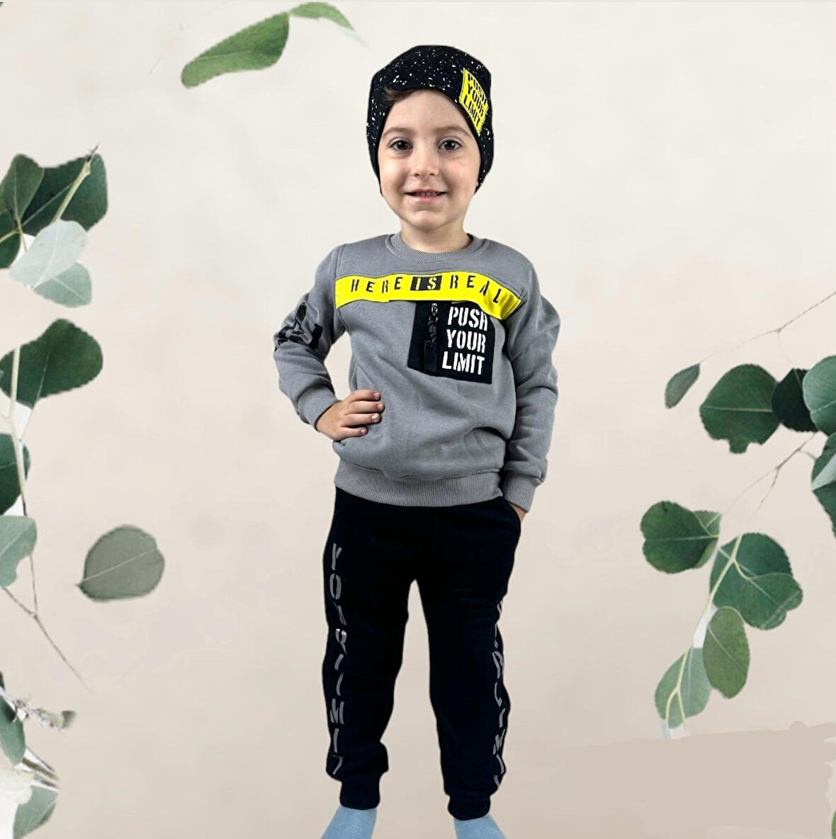 Erkek Çocuk Bereli 3 İplik Eşofman Takımı
