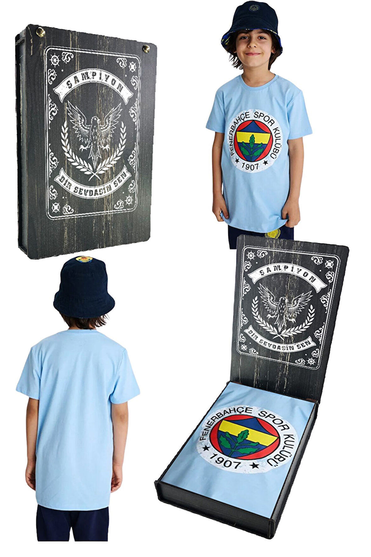 Fenerbahçe Orijinal Lisanslı Lazer Baskılı Renkli Logo Sıfır Yaka Çocuk T-Shirt