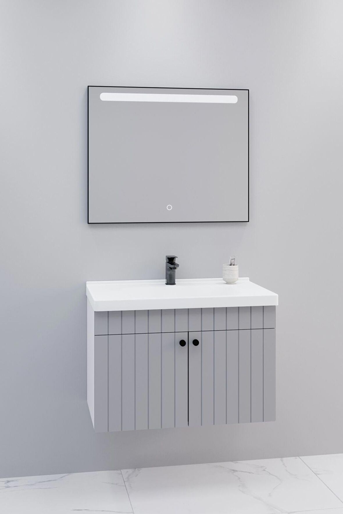 Avien 80 Cm Banyo Dolabı Lvn Led Aynalı - Boy Dolap Hariç