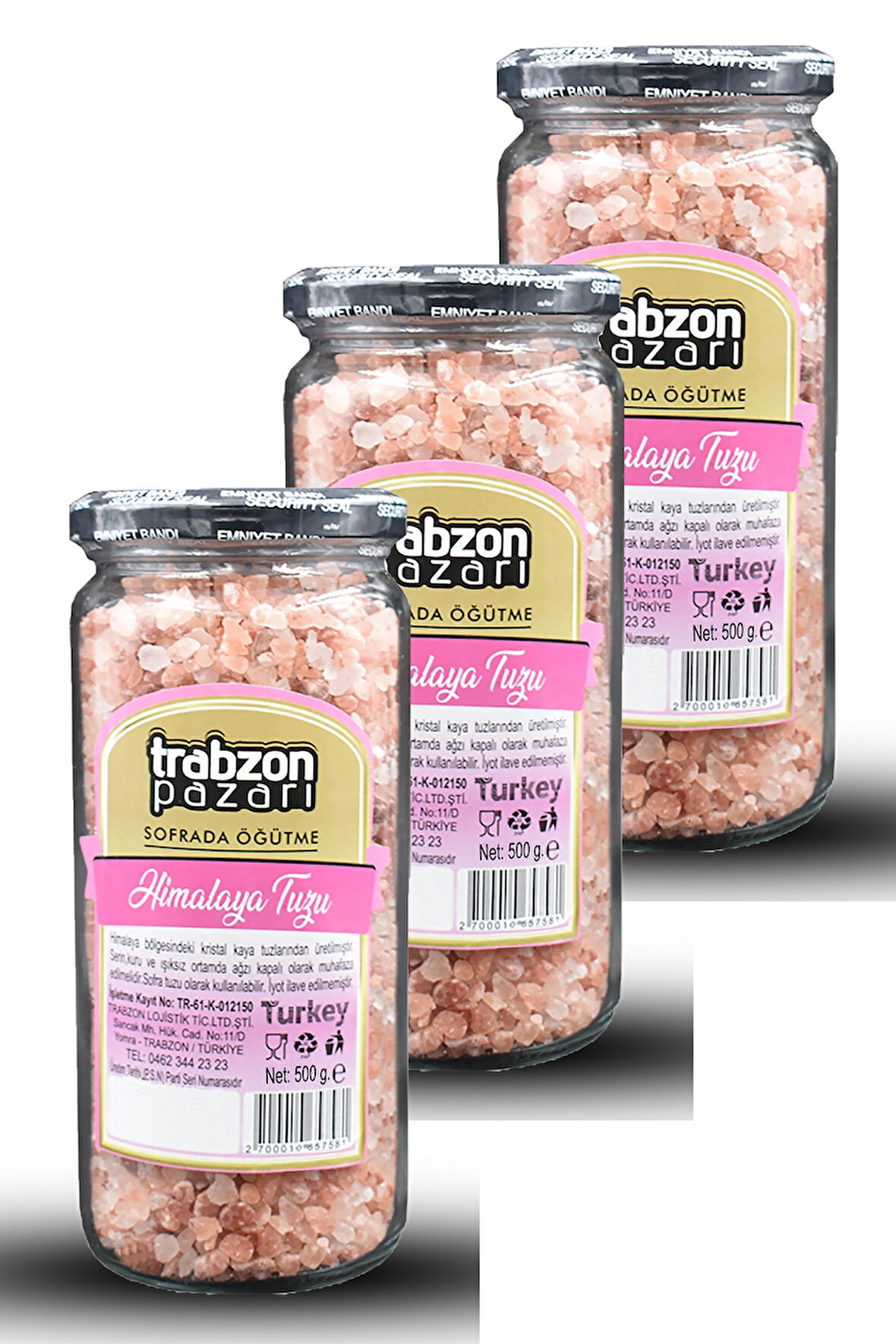 Doğal Rafinesiz, Iyotsuz Kristal Himalaya Tuzu 3x500 gr