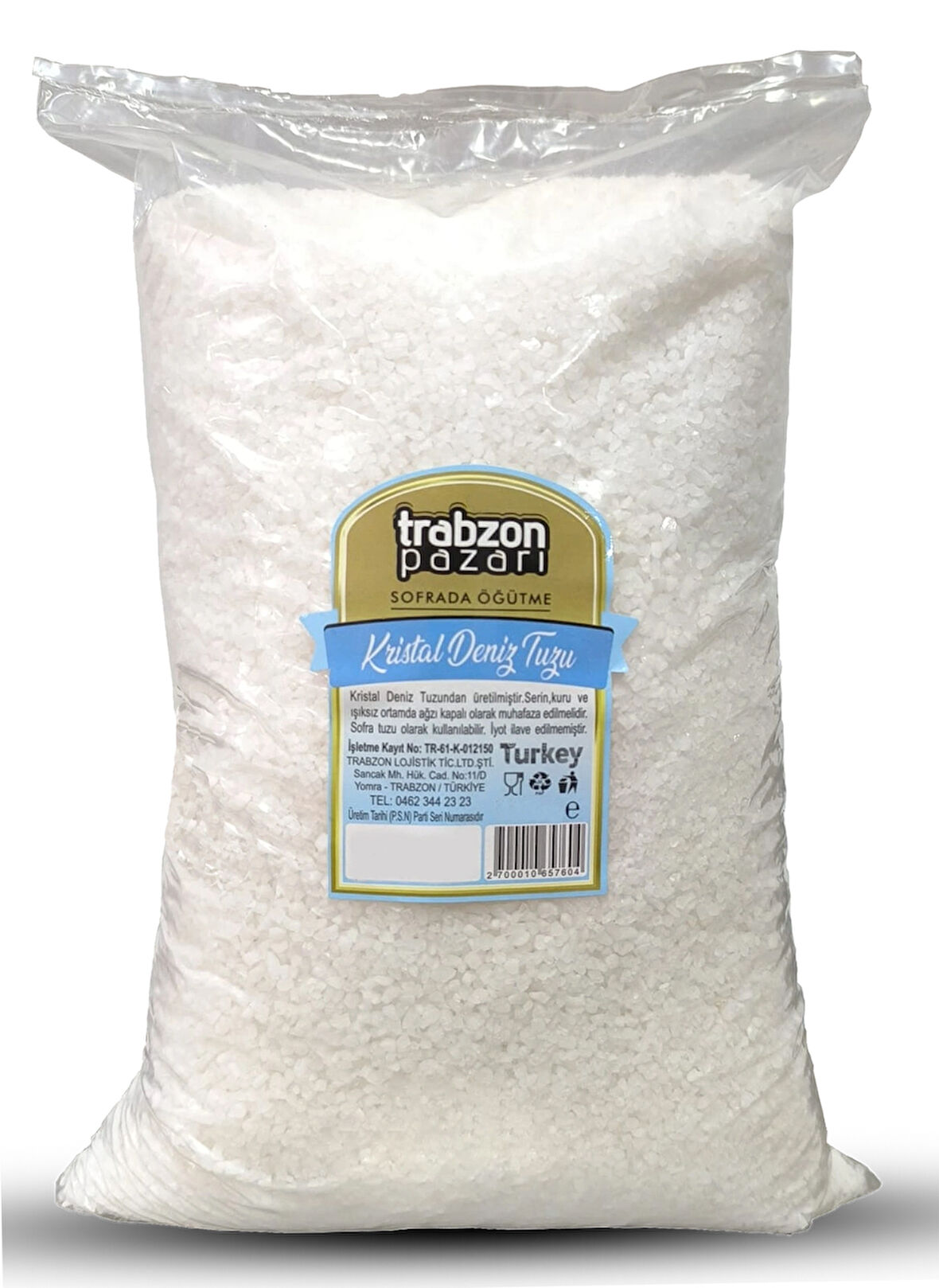 Doğal Rafinesiz, Iyotsuz Kristal Deniz Tuzu 1 Kg