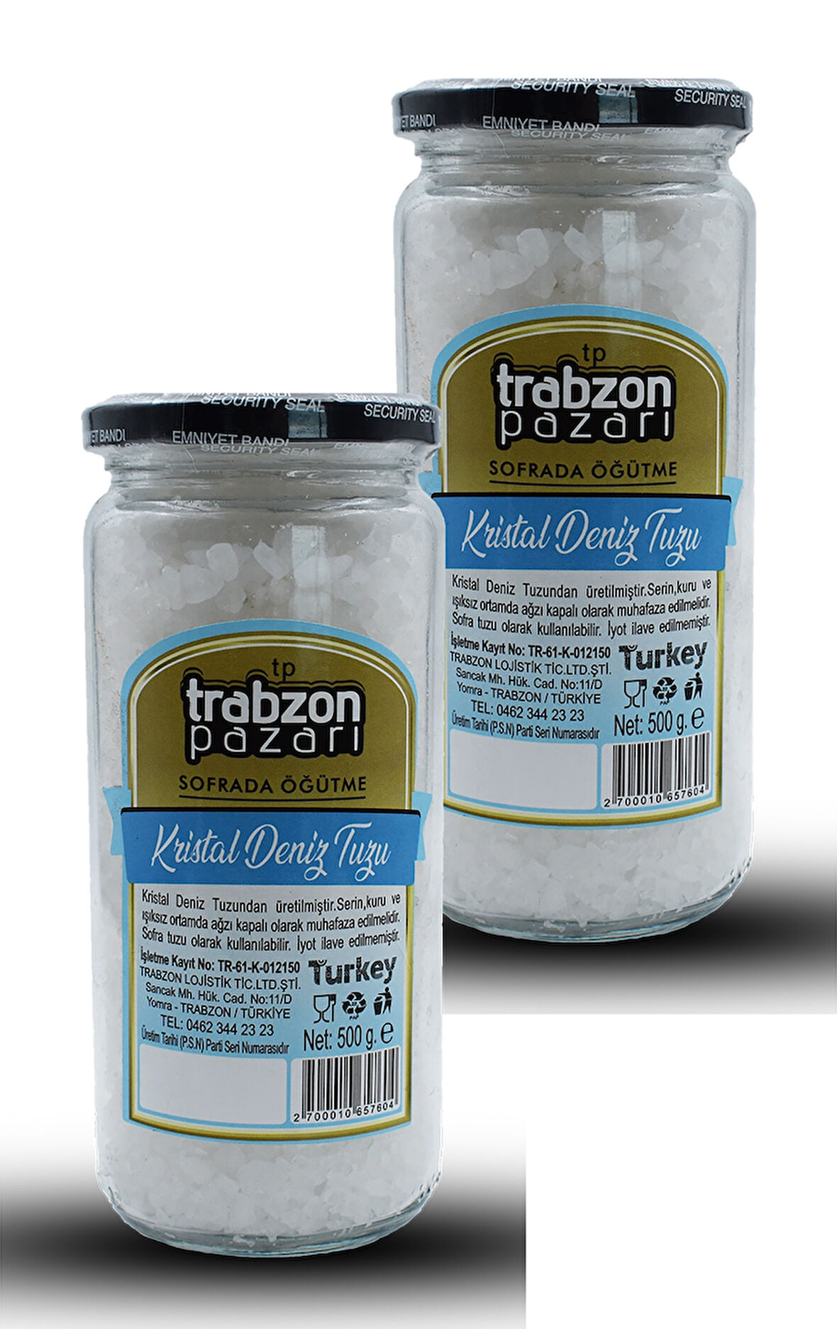 Doğal Rafinesiz, Iyotsuz Kristal Deniz Tuzu 2x500 gr