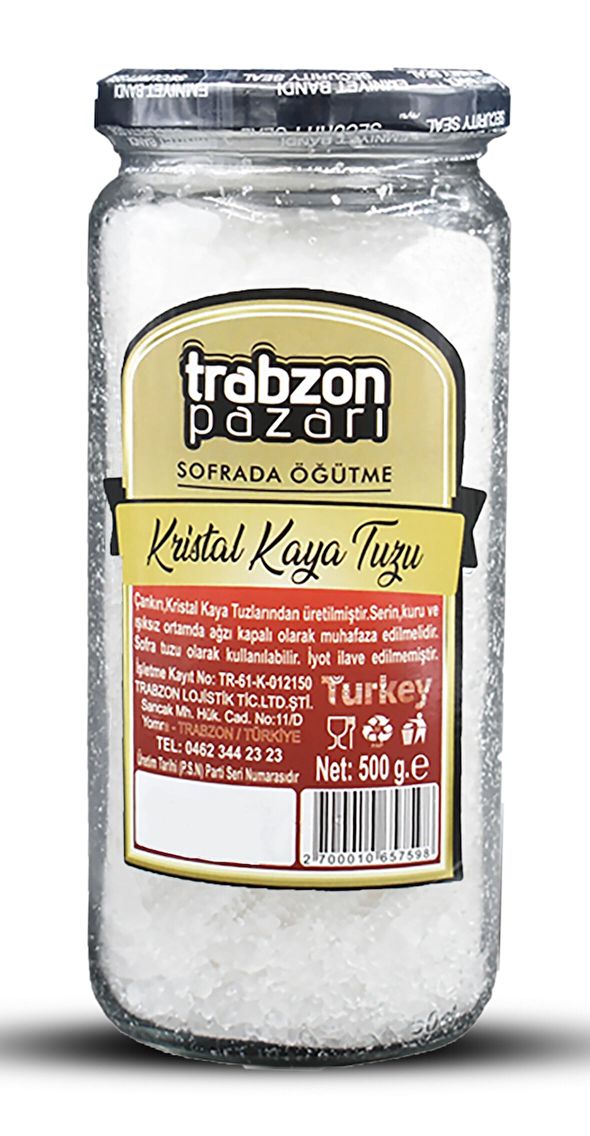 Doğal Refinesiz, Iyotsuz Öğütülmüş Kristal Kaya Tuzu 500 gr
