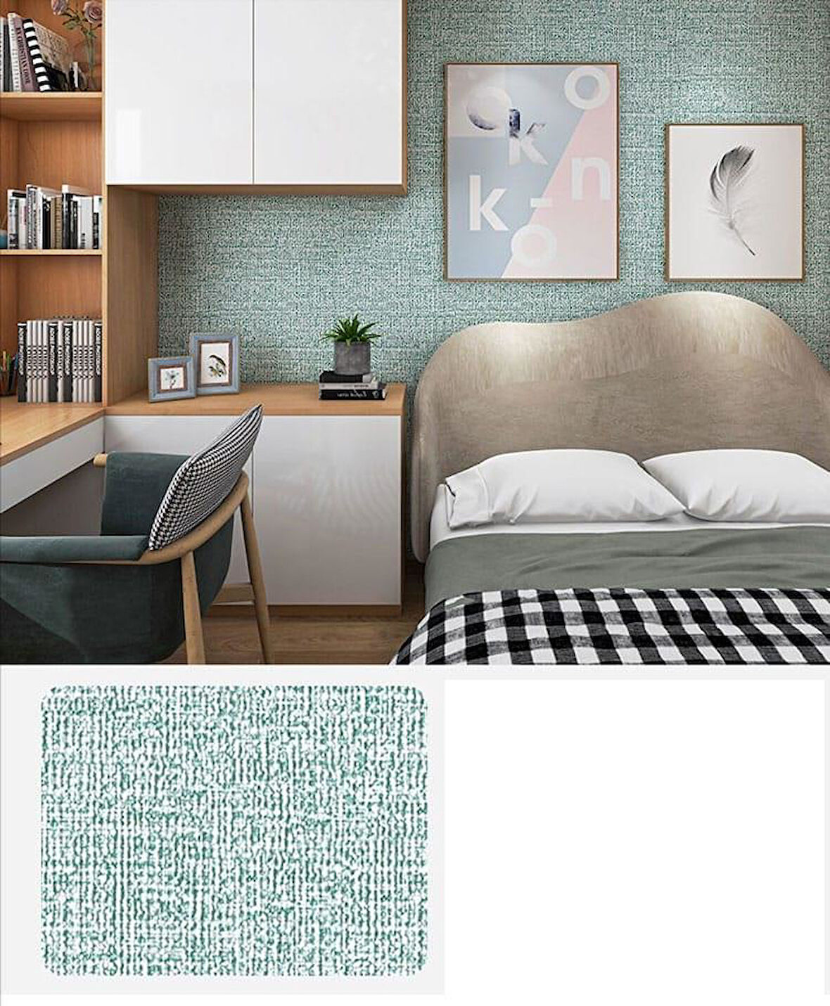 50x280cm Yeşil Kendinden Yapışkanlı Isı Ve Ses Yalıtımını Destekler Boyanabilir Duvar Paneli Kağıdı