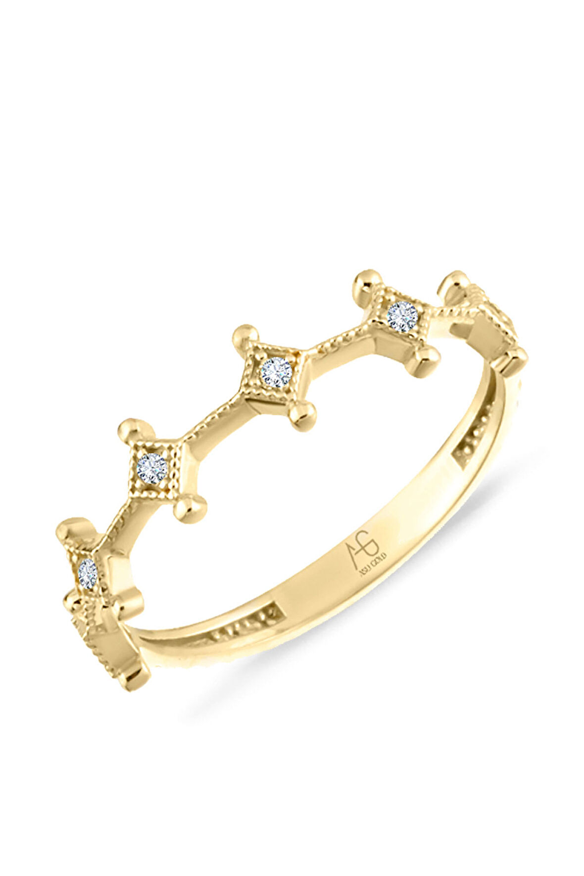 Altın Minimal Taşlı İnce Yüzük