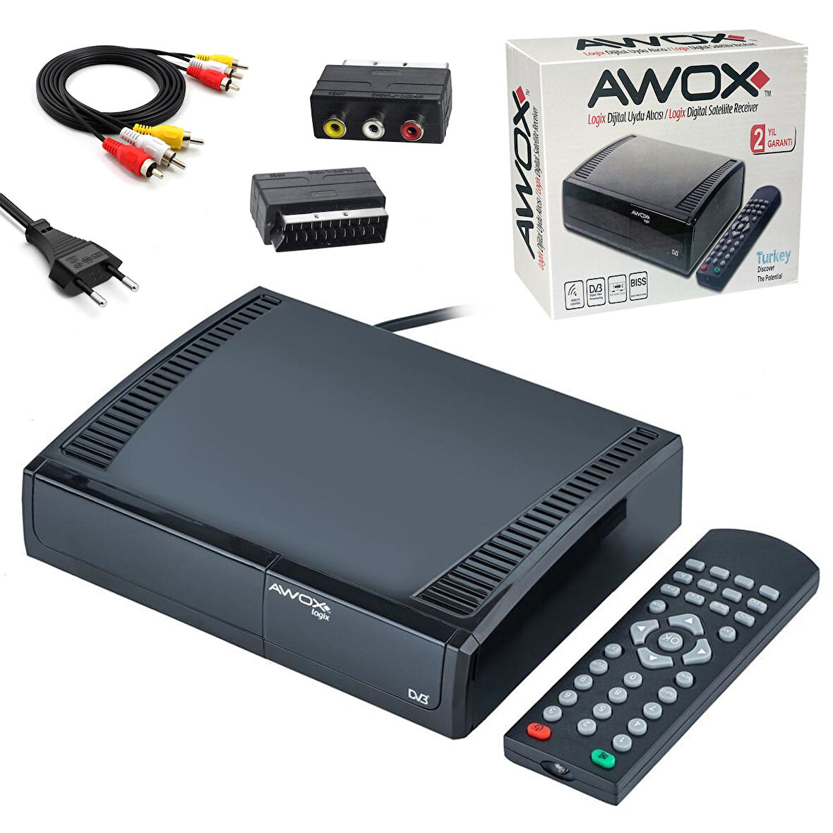 AWOX LOGİX Kasalı Mini Uydu Alıcı Dijital Scart + Rca
