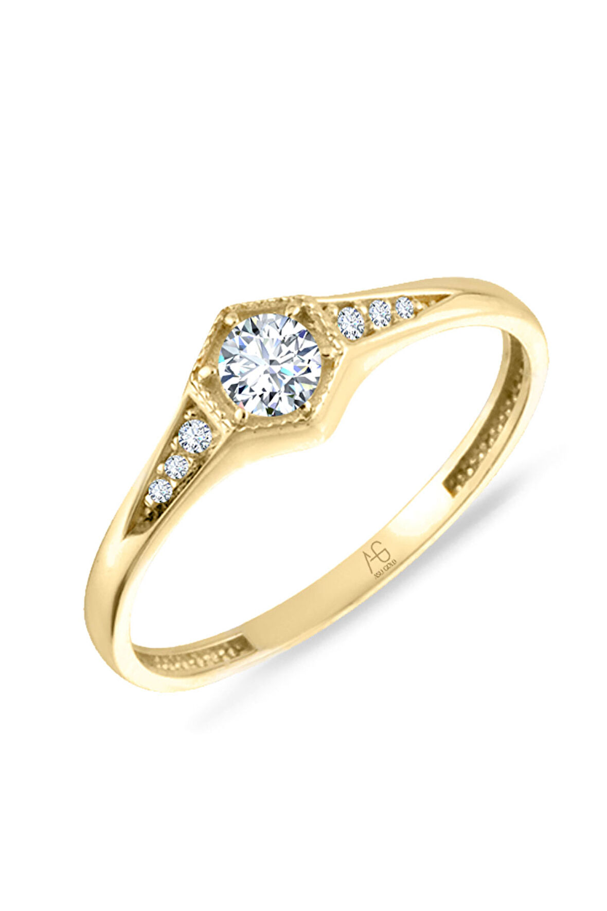 Altın Minimal Tektaş Tasarım Günlük Yüzük