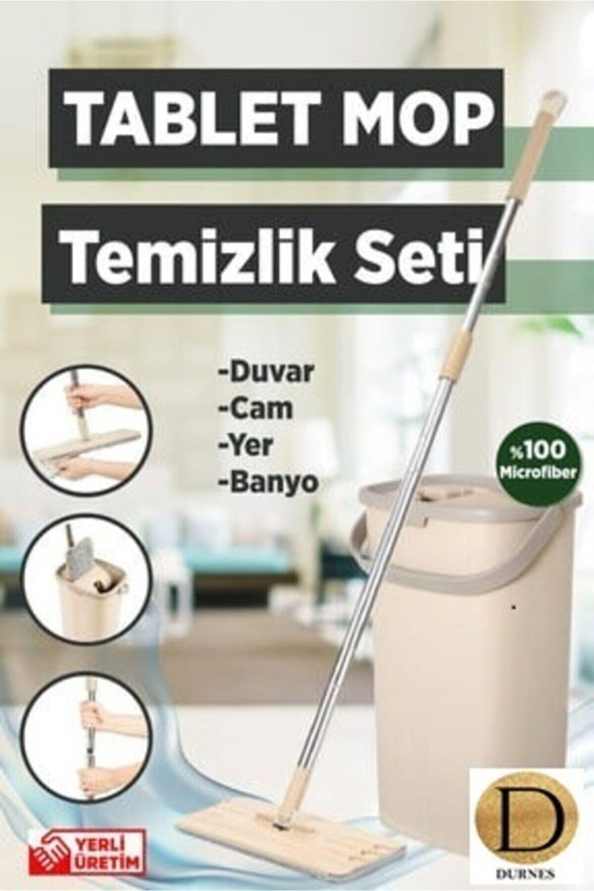 Mop 5 Parça Temizlik Seti 1 Mikrofiber Bez'li