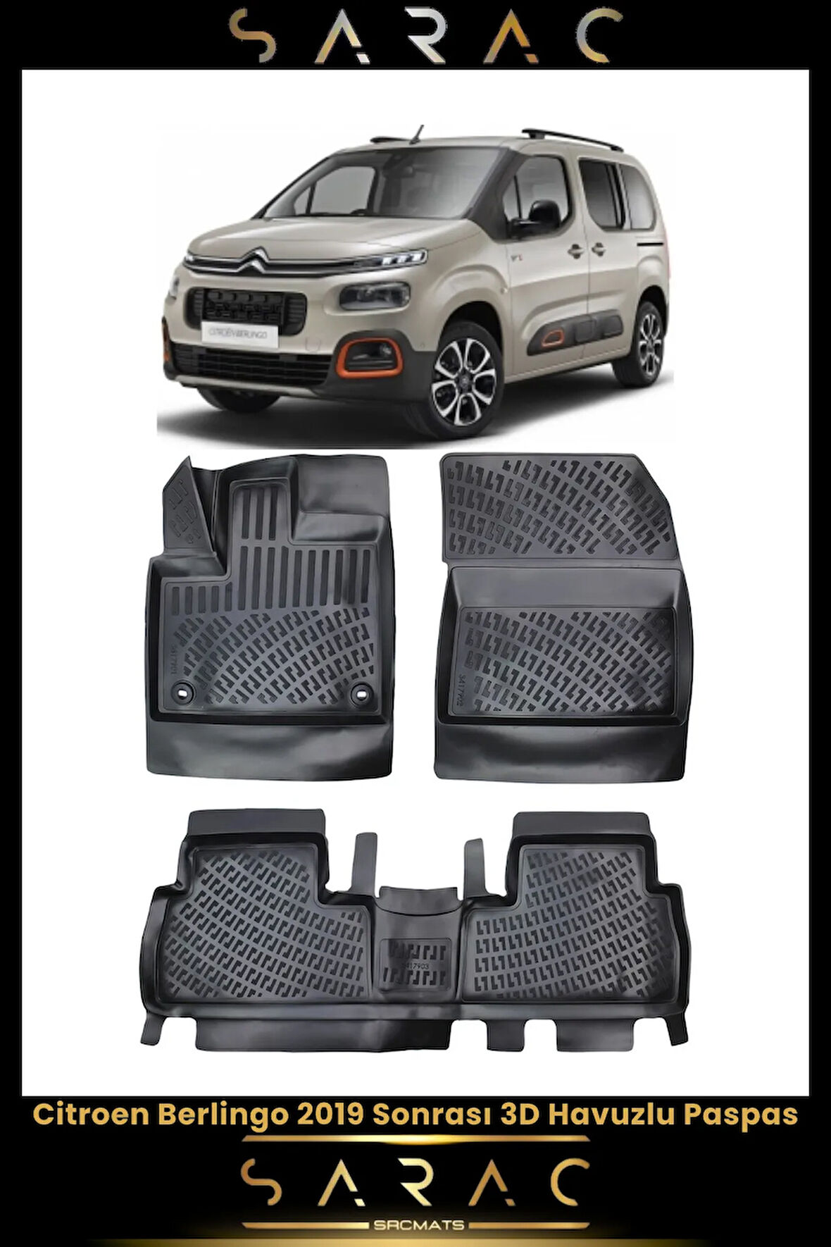 Citroen Berlingo 2024 Model Araca Özel 3d Havuzlu Paspas