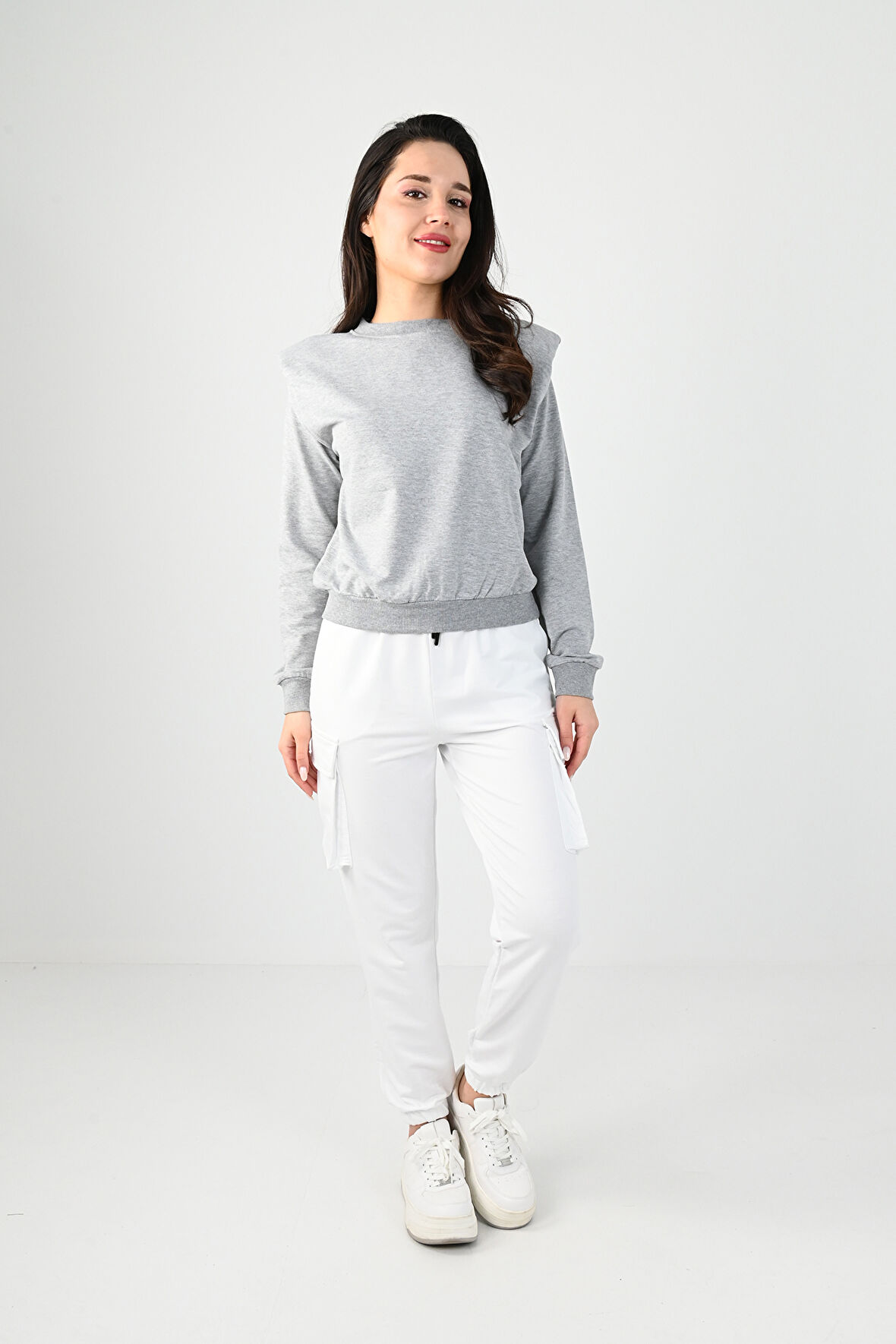 Kadın Omuz Vatka Detaylı Bluz 9247