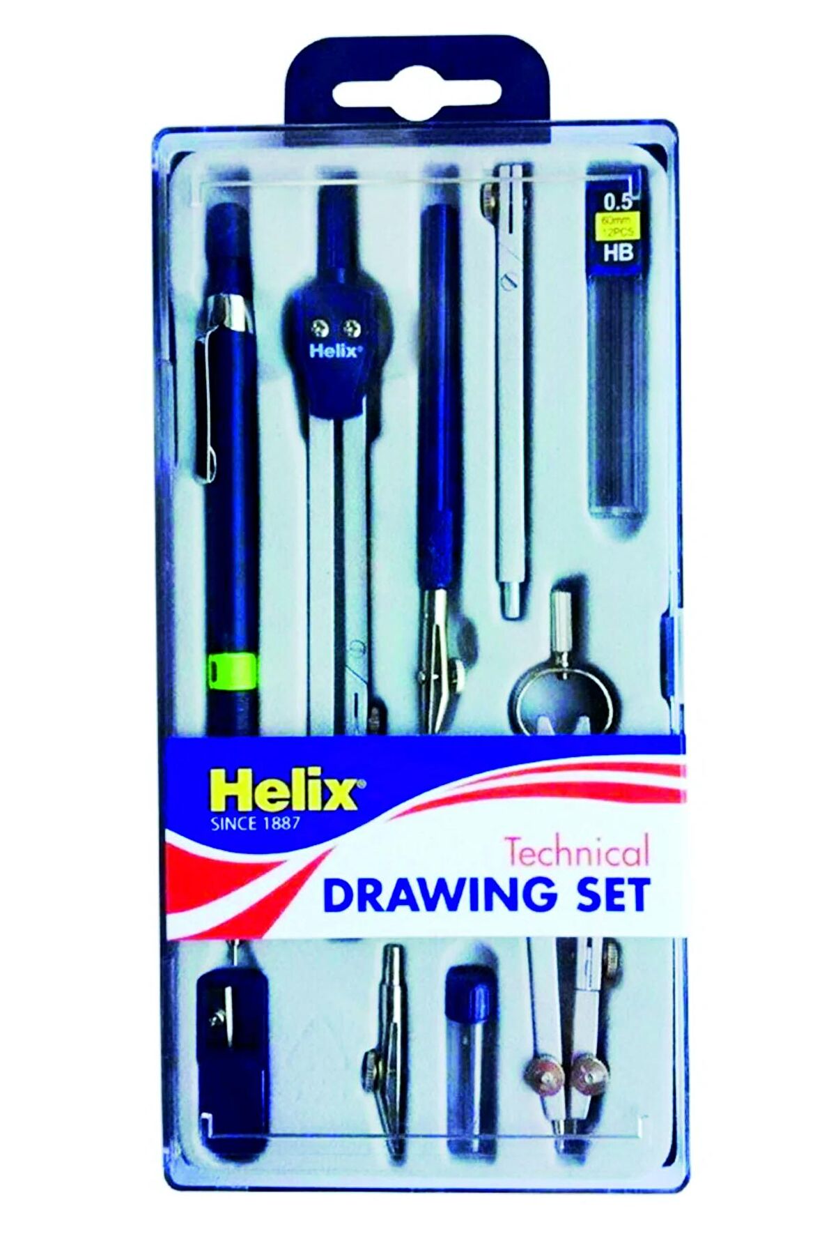 Helix 9 Parça Komple Teknik Set Pergel Orijinal Versatil Kalem Min Boyutu:7.75"lx 0.75"wx 3.13"h