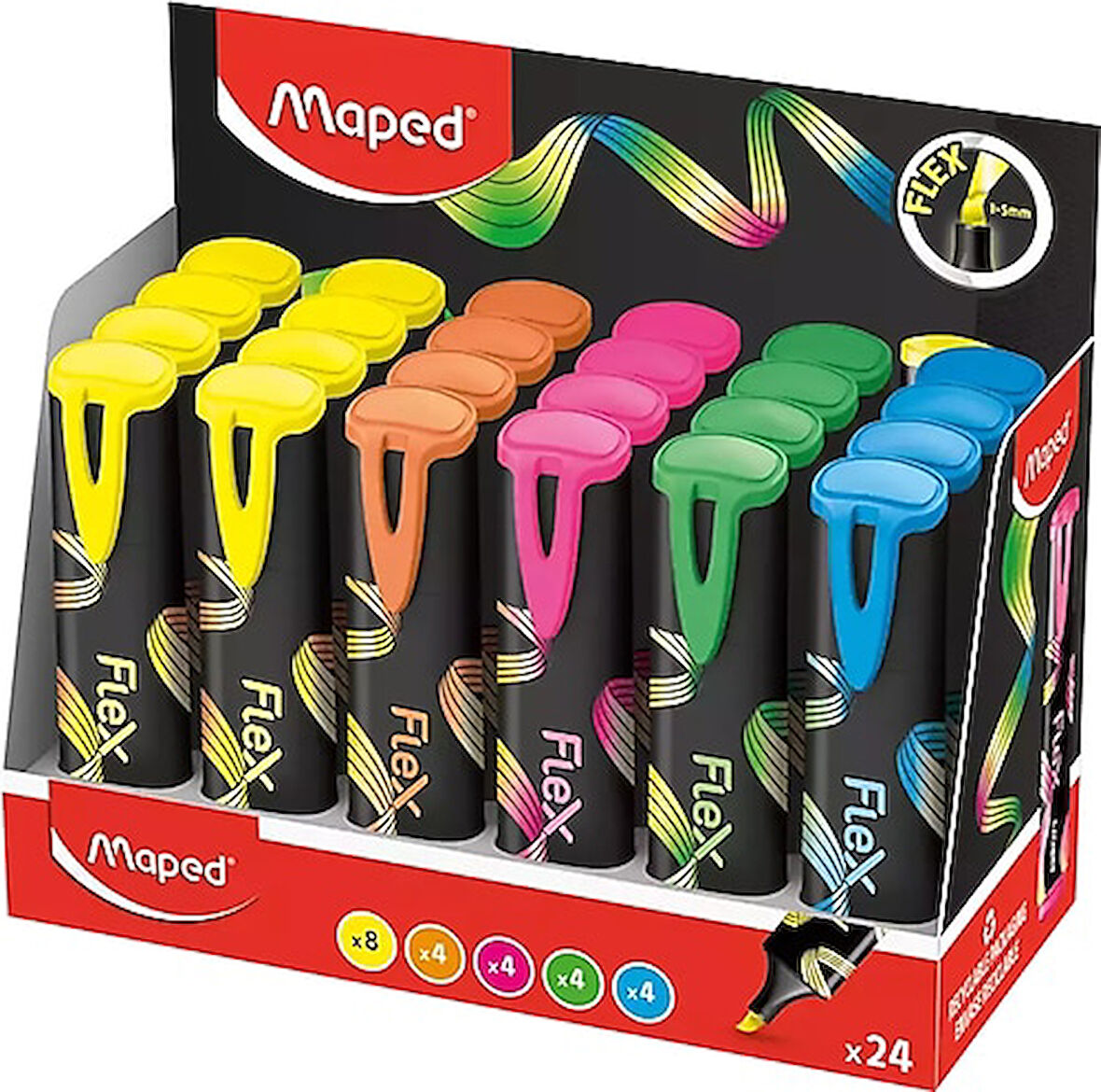 Maped Fosforlu Kalem Flex Farklı Renklerde-Dısplay 740302-24-PKT
