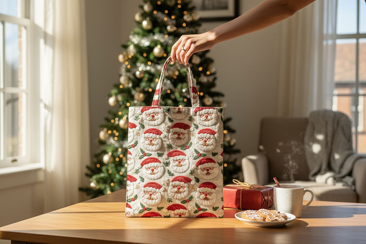 Kumaş Yeni Yıl Çantası, Bez Çanta, Hediye Poşeti, Noel Baba Çanta