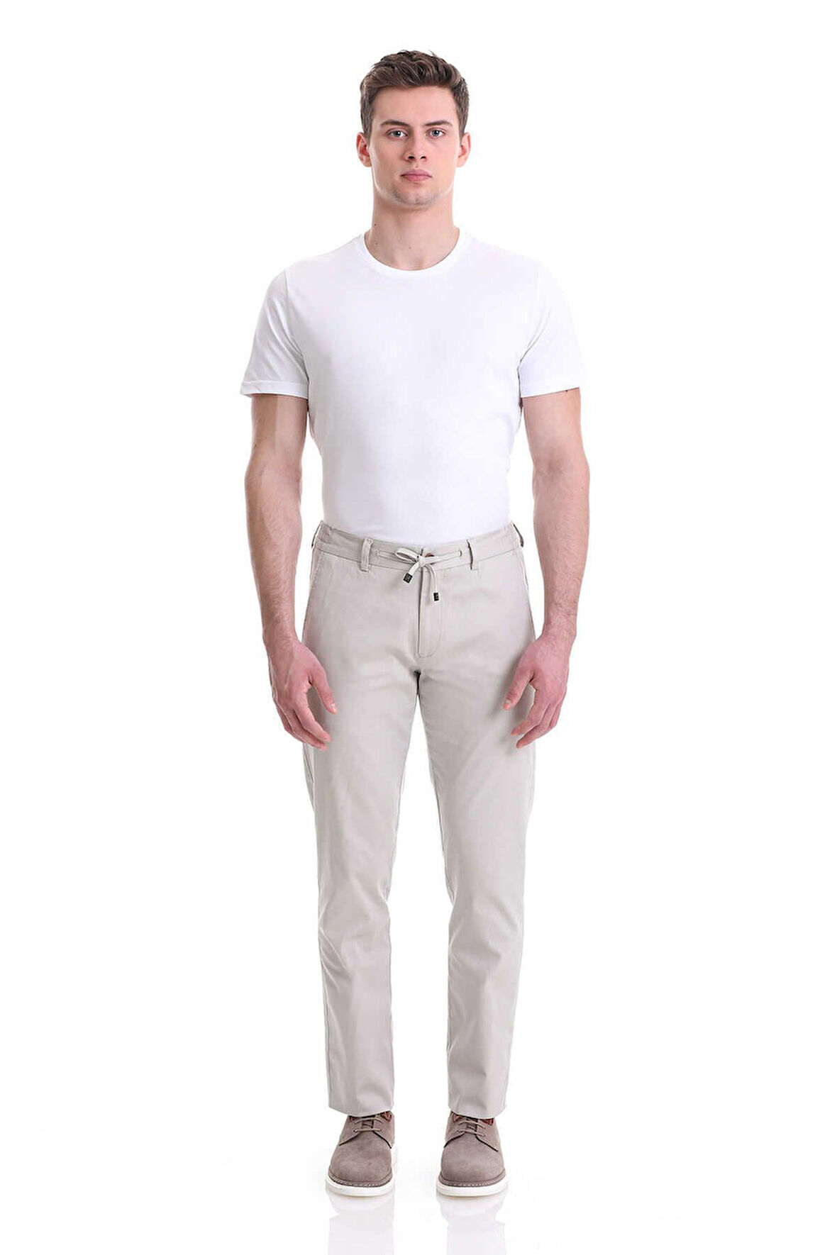 Taş Dinamik Fit Desenli Pamuklu Yandan Cepli Jogger PantoloN TAŞ RENGİ