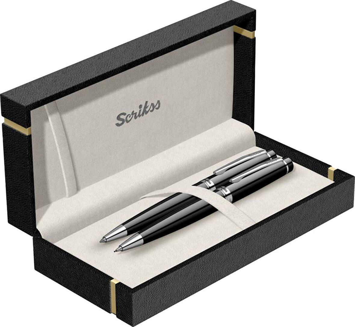 Scrikss Kişiye Özel Siyah Krom Kalem Seti