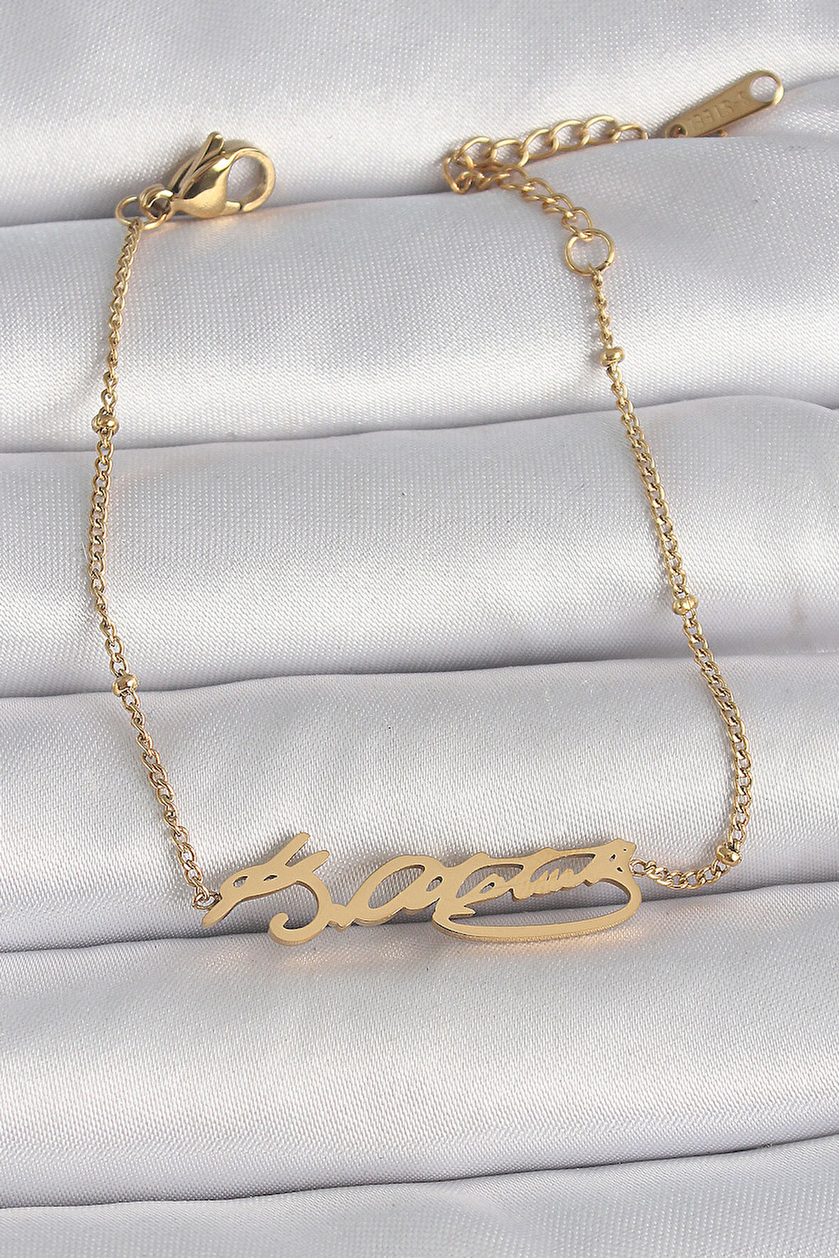 316L Çelik Gold Renk Atatürk İmza Model Kadın Bileklik - TJ-BB6659