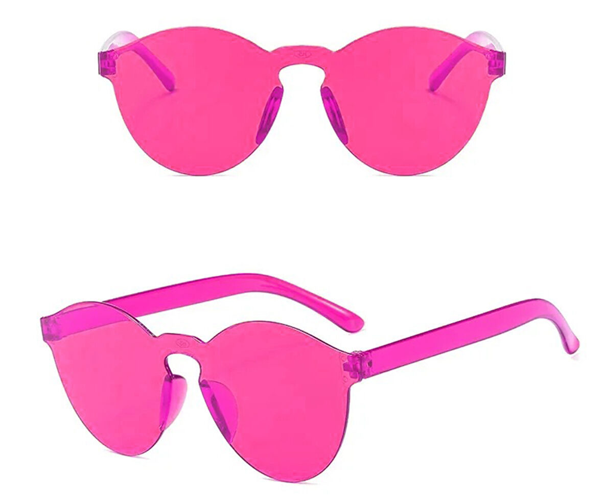 Sert Mika Oval Şekilli Çerçevesiz Fuşya Gözlük Retro Parti 5x14 cm