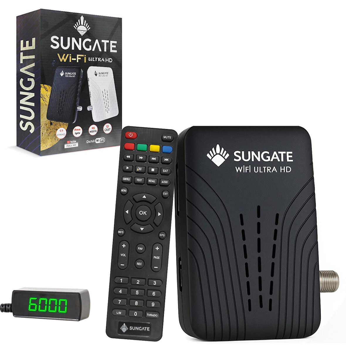 SUNGATE Wİ-Fİ ULTRA HD Uydu Alıcı Mini Full Hd Dahili Wifi Youtube Ucast Iks Hediye Free İptv