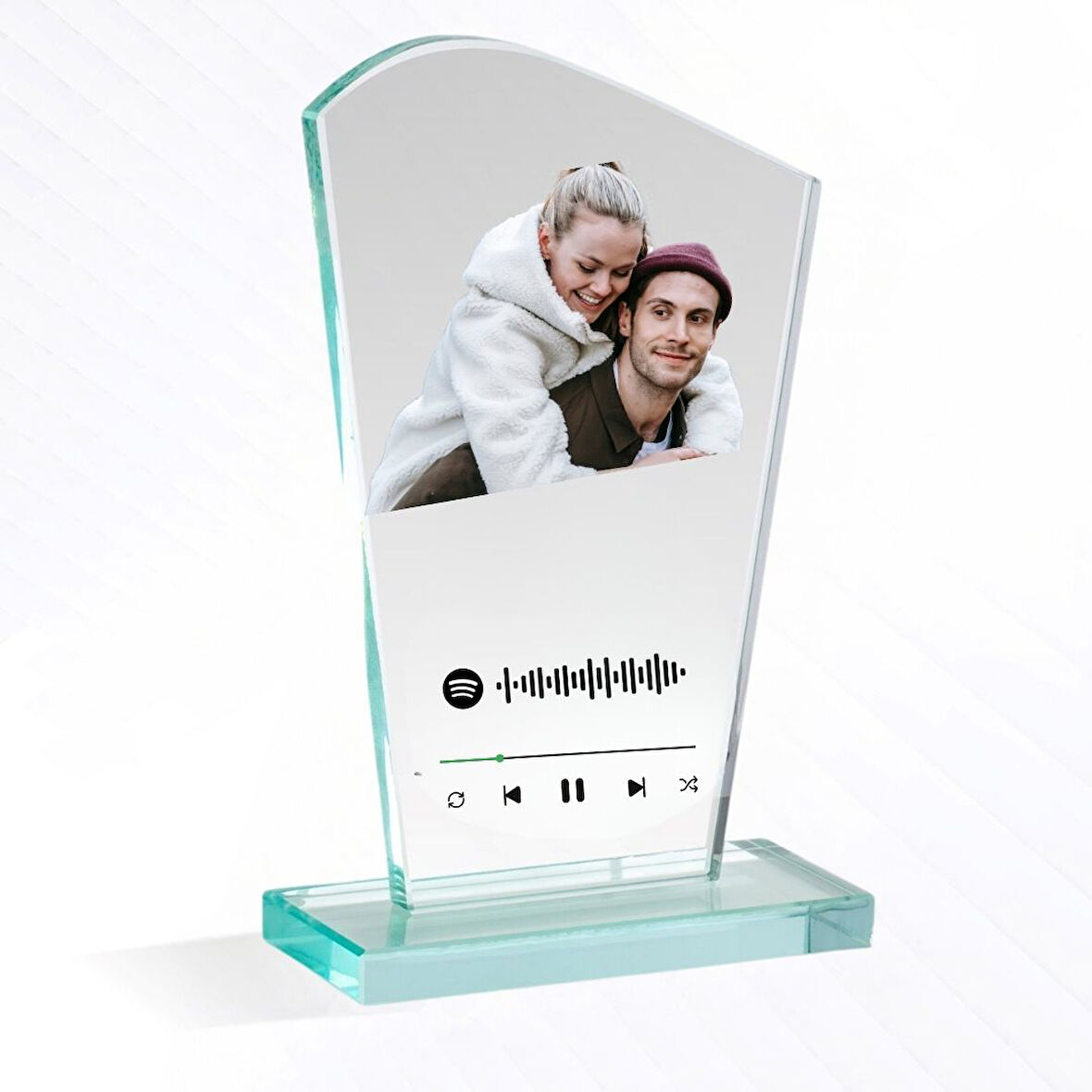 Kişiye Özel Fotoğraflı ve Spotify Tasarımlı Kristal Plaket