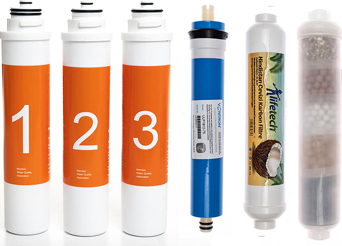 Sulook Waterlife Su Arıtma Cihazı Uyumlu Tak-Çevir 6'lı Filtre Seti, 10 Aşamalı, Vontron Membranlı