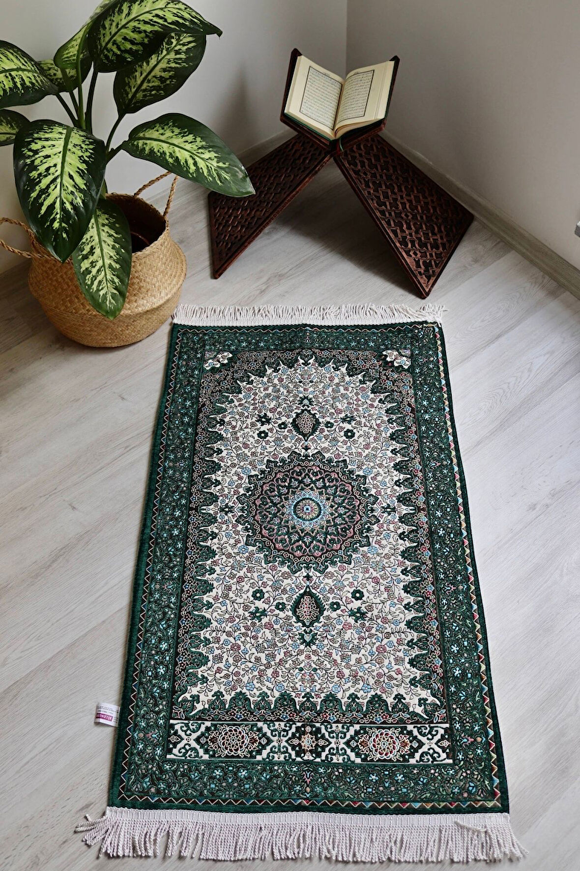 Osmanlı Desen Astarlı Lüks Seccade S1018 Yeşil