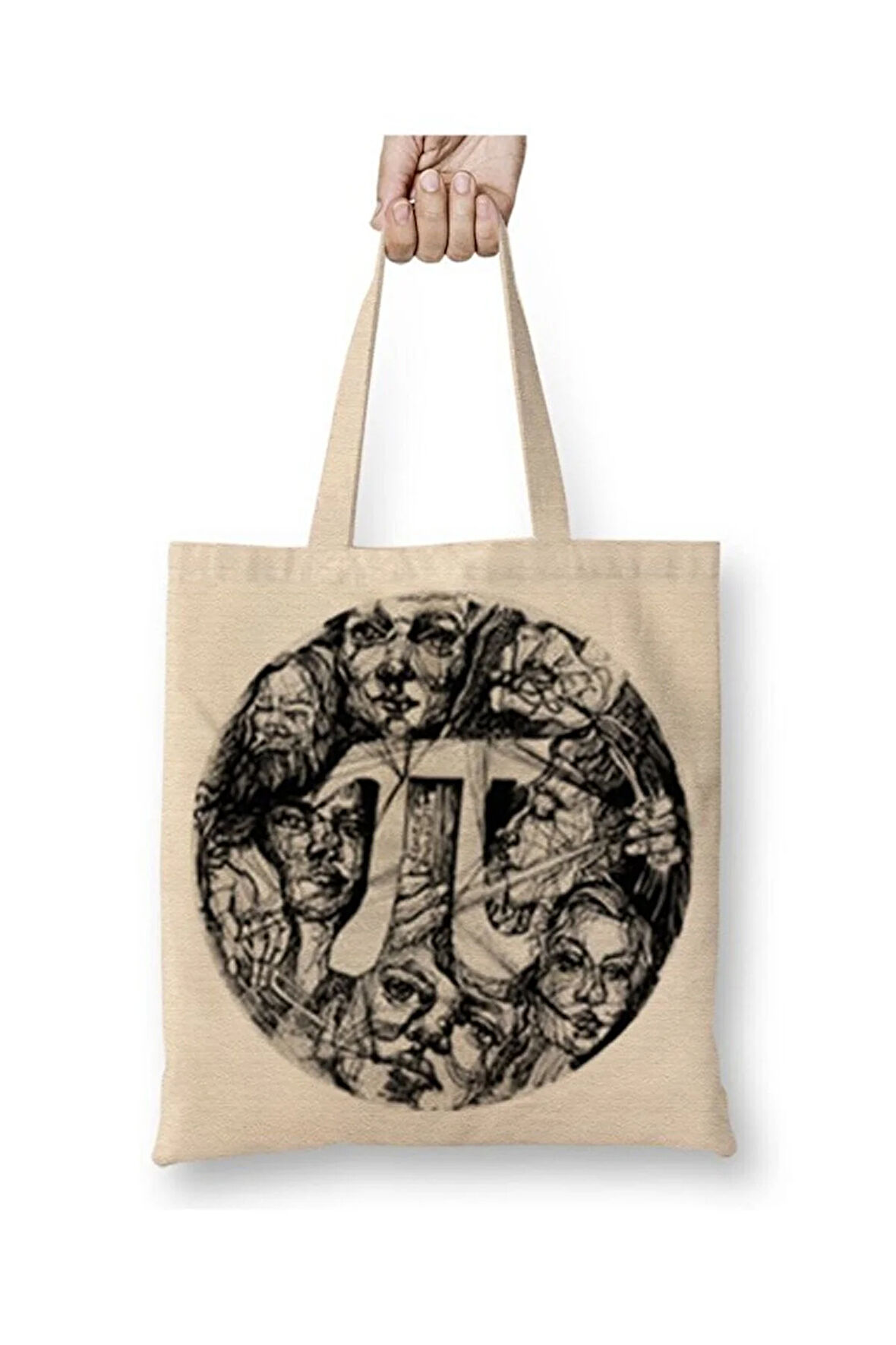 Pi Sayısı Matematik Bez Çanta Uzun Saplı Alışveriş Çantası Plaj Çantası