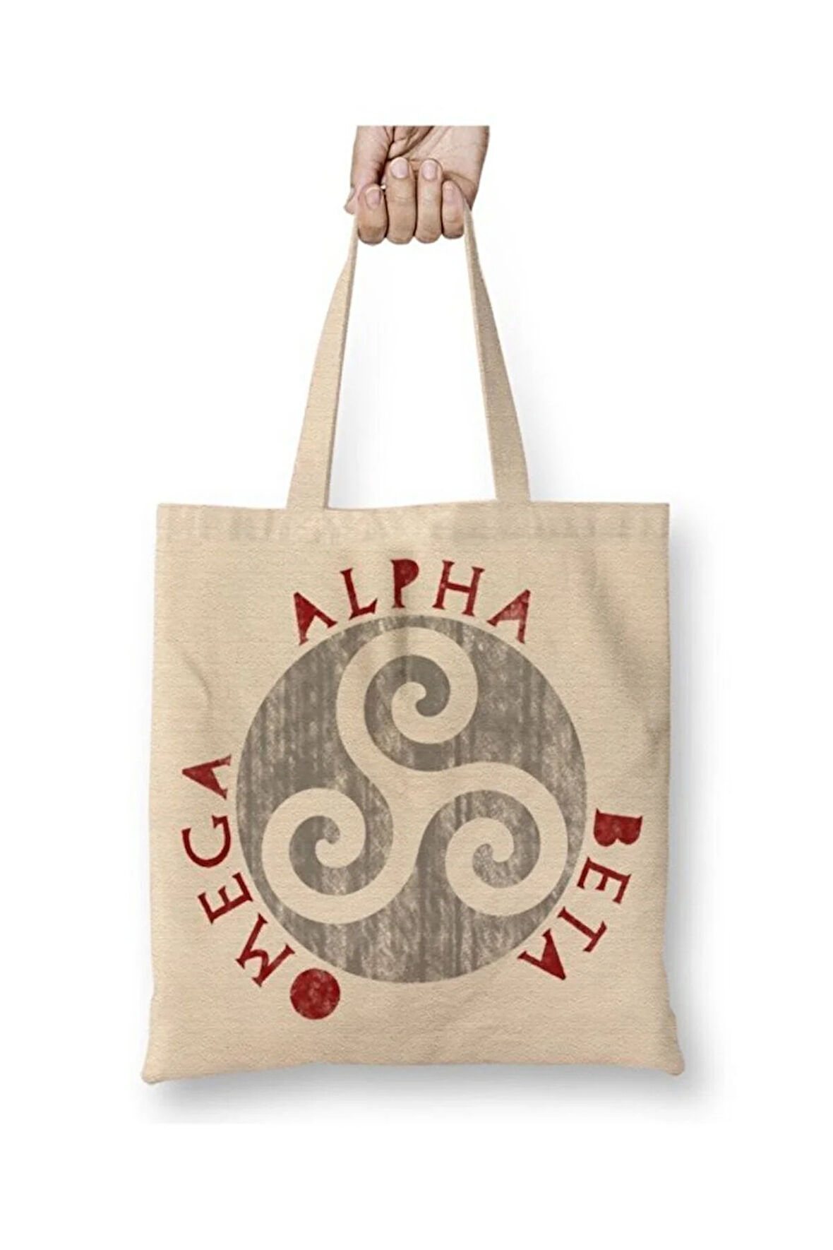Teen Wolf Alpha Beta Omega Beyaz Bez Çanta Uzun Saplı Alışveriş Çantası Plaj Çantası