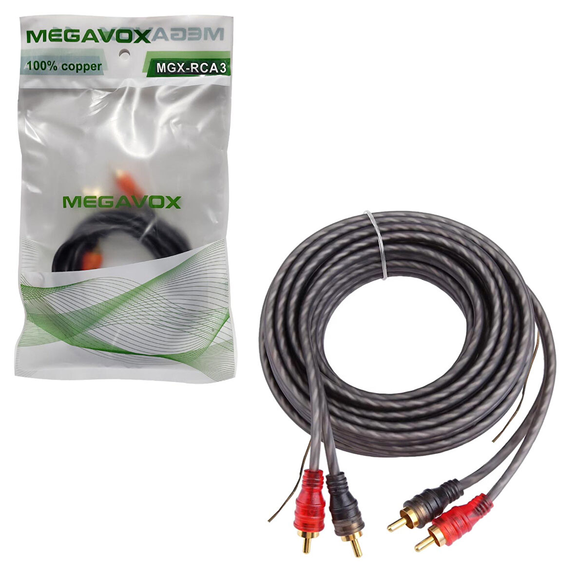 MEGAVOX MGX-RCA3 Anfi Kablosu 2 Rca 2 Rca Şaseli 3 Metre
