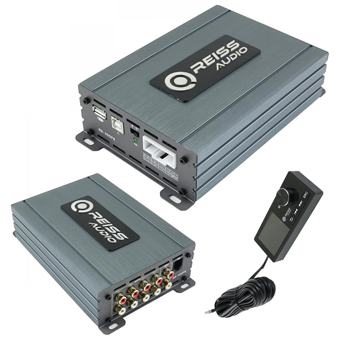 REİSS AUDIO RS-4DSP8 8 Kanal İşlemci + 4 Kanal 4x60w Amfi Bluetooth Uzaktan Kumanda