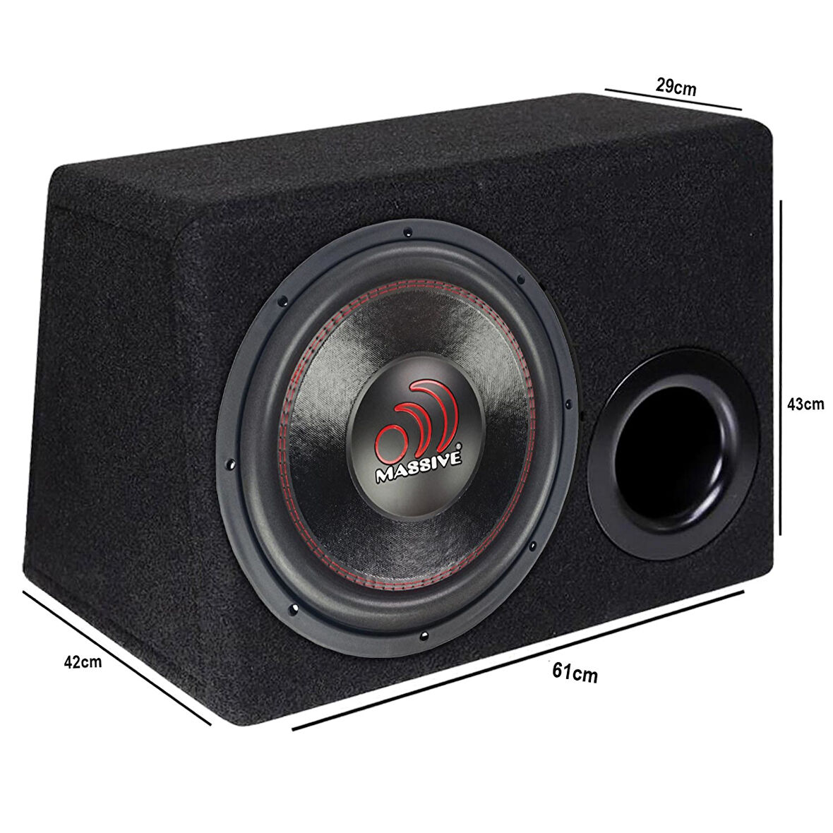MASSIVE MS-NEO15.D4 Oto Bass Subwoofer Kabinli 38cm 1800 Watt