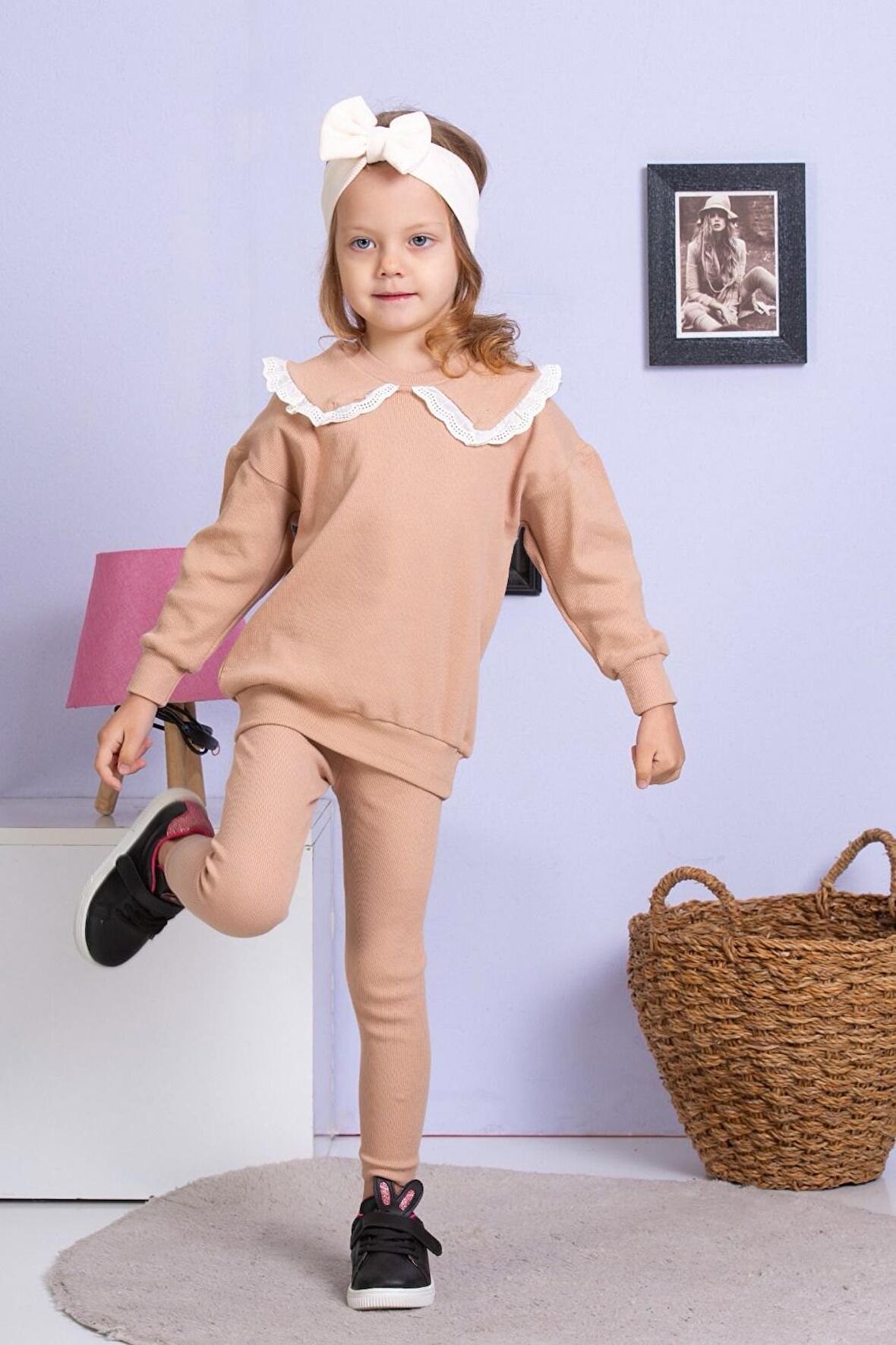 Fisto Yaka Detaylı Alt Üst Kaşkorse Kız Çocuk Takım