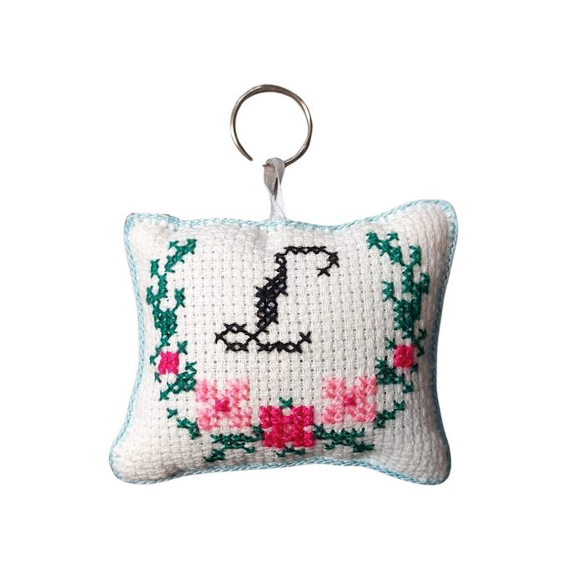 Uretti - Sibel 2453 4834 El Yapımı L Harfi Kanaviçe Anahtarlık