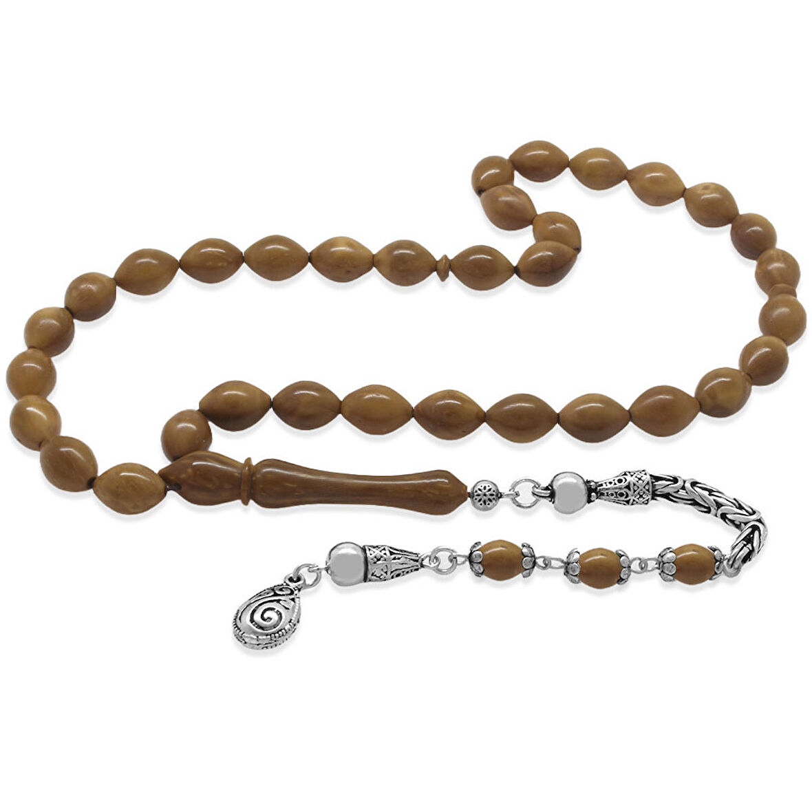 925 Ayar Gümüş Kral Zincir Püsküllü Exclusive Renk Arpa Kesim Kuka Tesbih