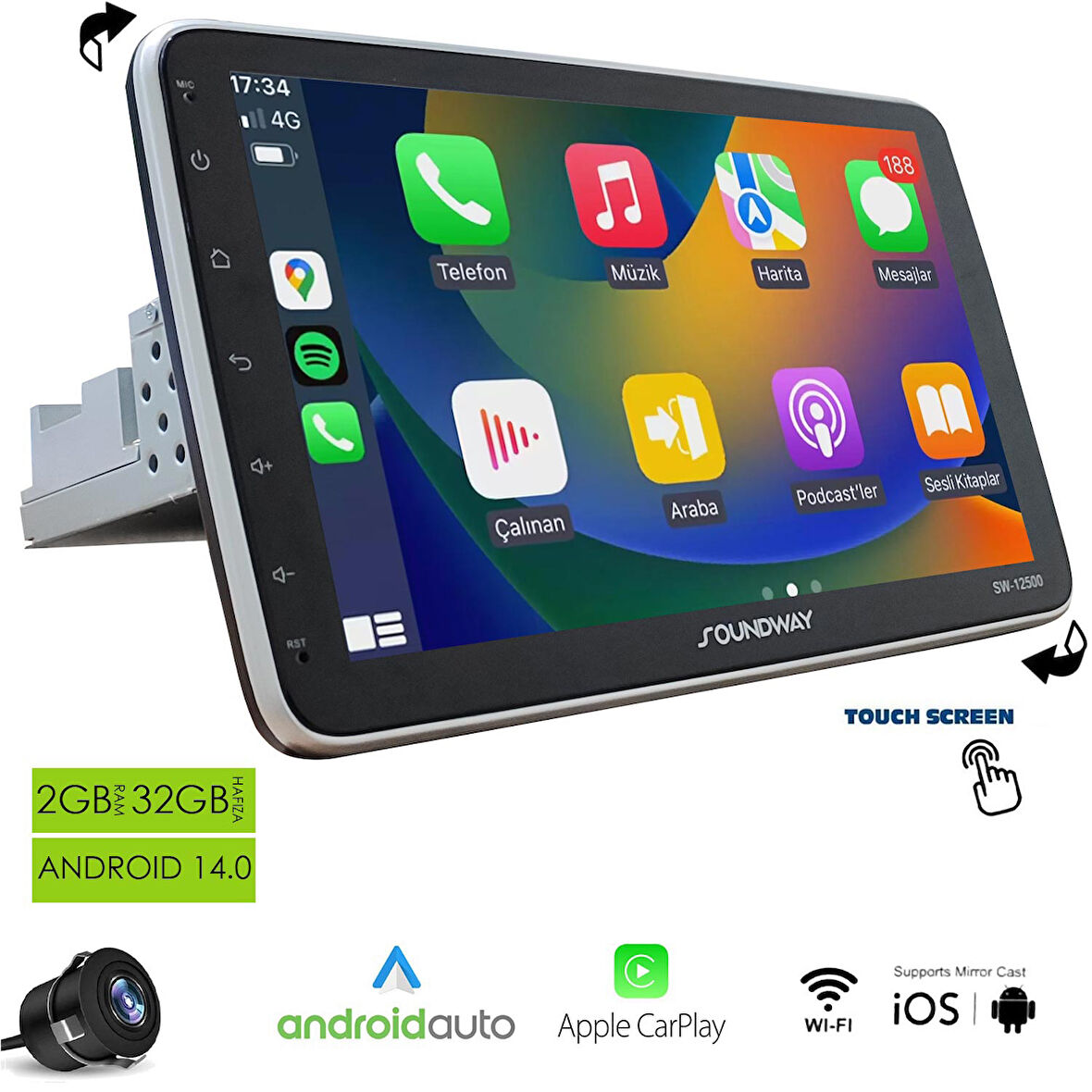 SOUNDWAY SW-12500 Tablet Multimedya Android 10 İnç Universal 2+32GB Oynar Başlık