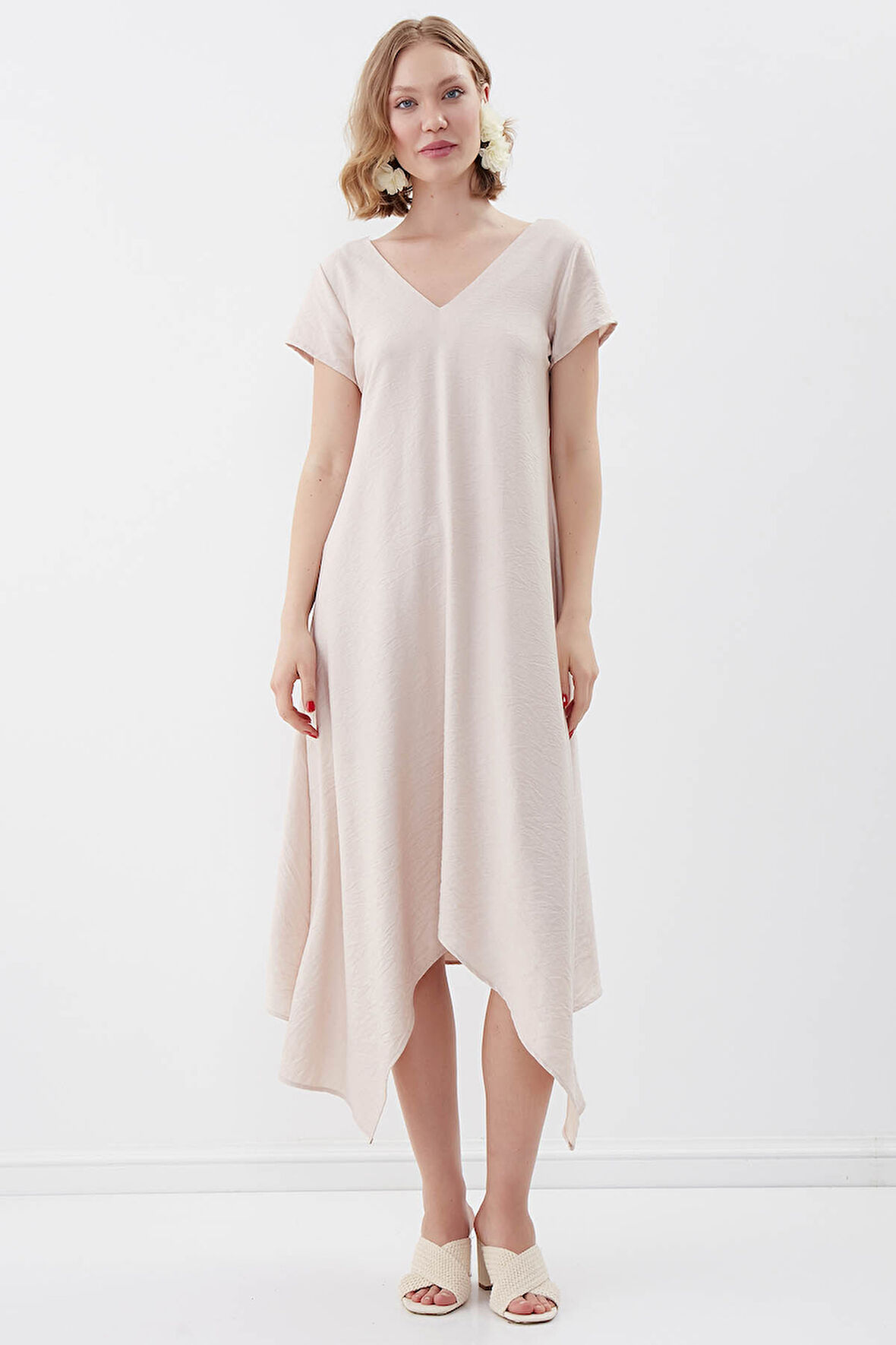 Çift V Yaka Şalvar Elbise