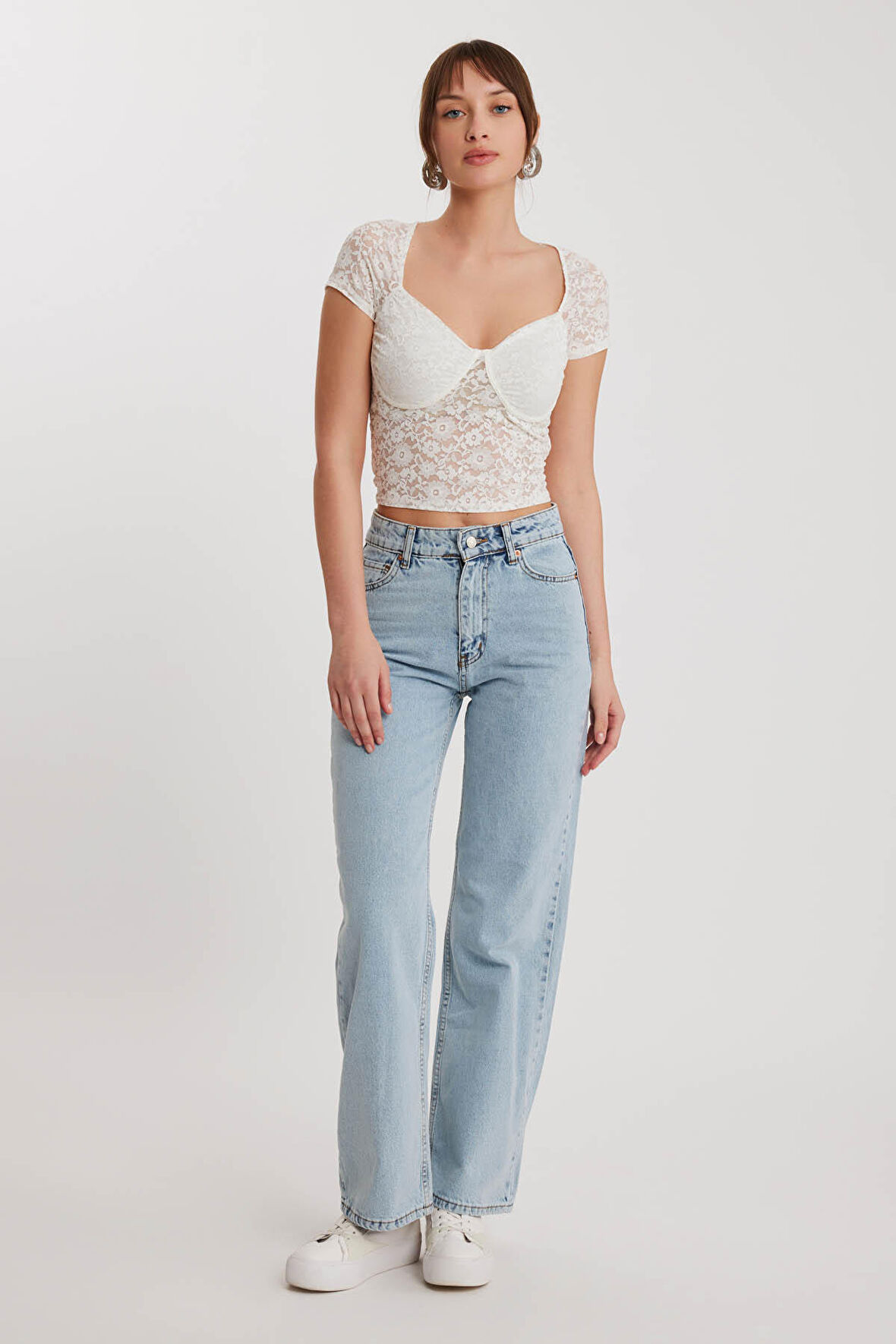 Straight Fit Wide Leg Jean