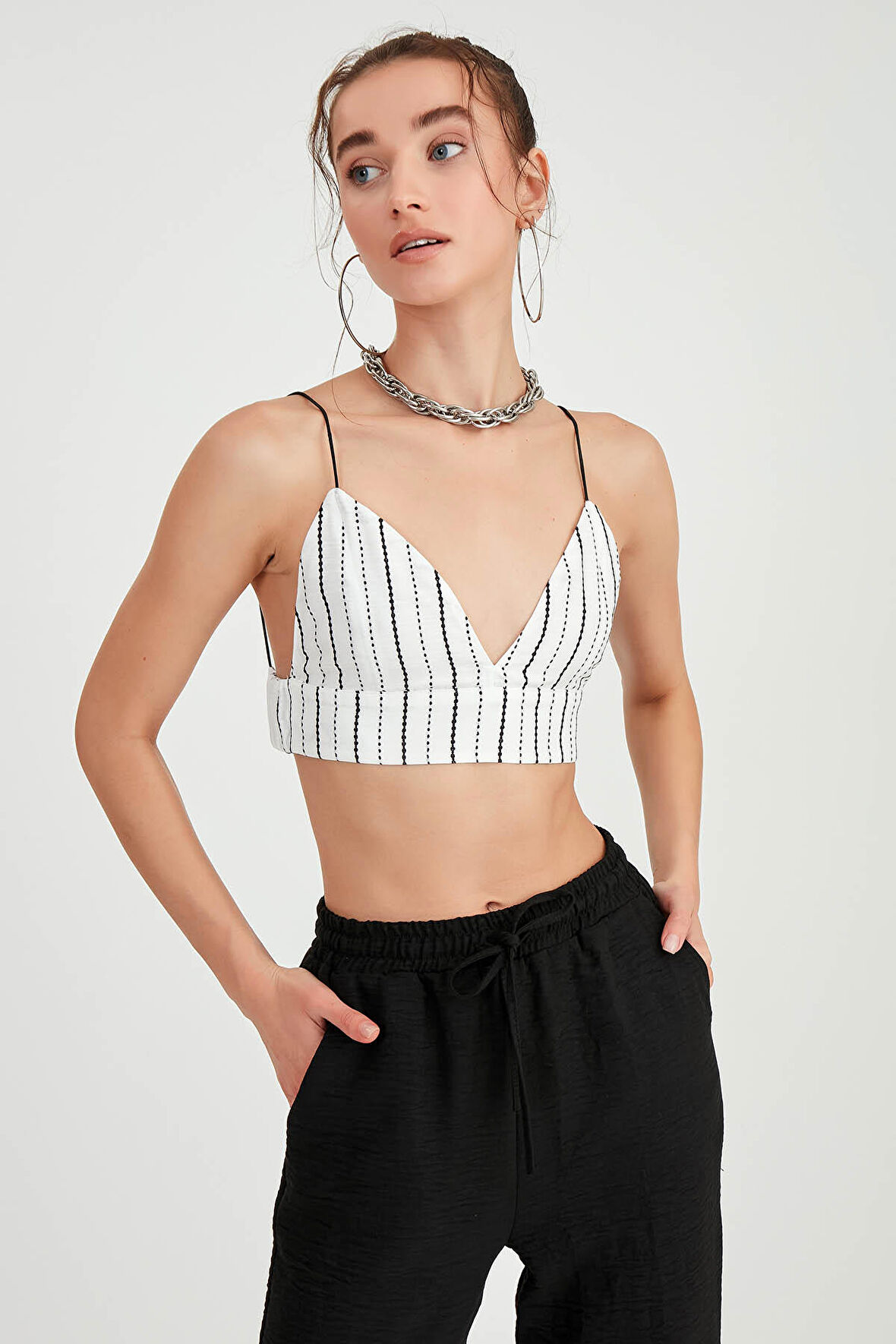 İp Askılı Çizgili Büstiyer