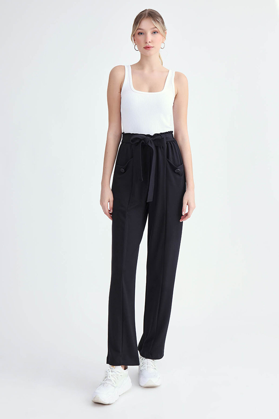 Beli Kuşaklı Modal Kumaş Salaş Pantolon