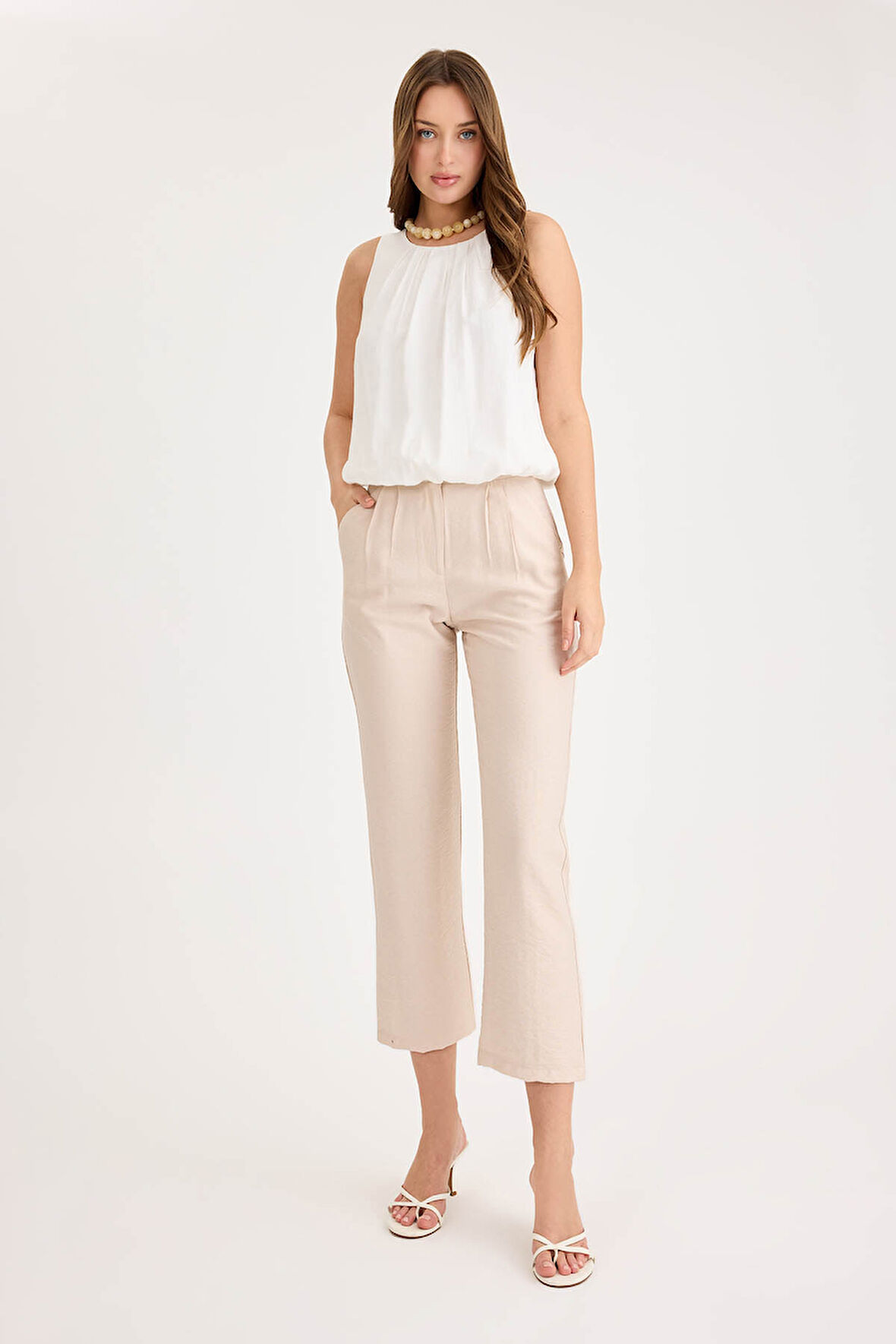 Yüksek Bel Pileli Pantolon