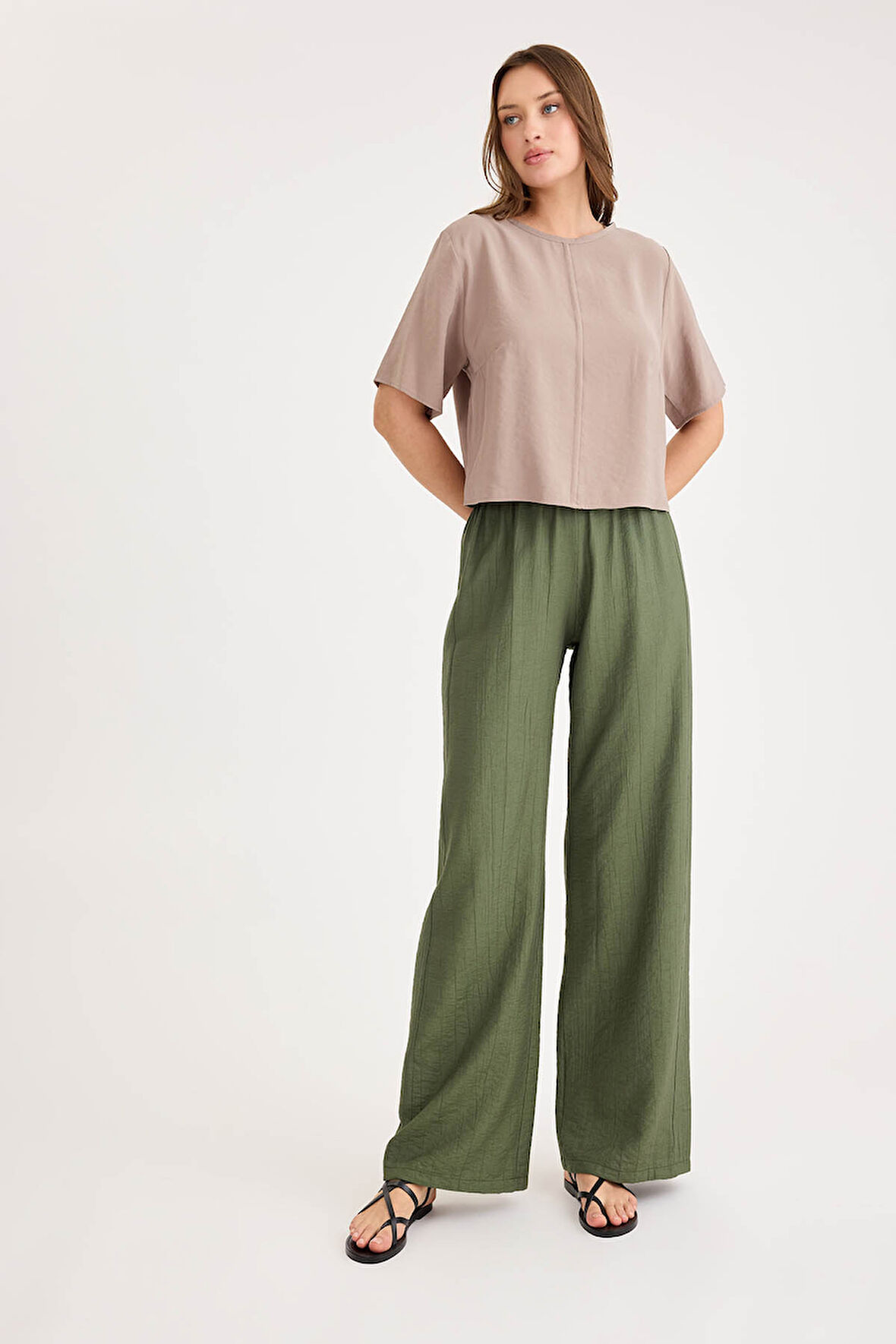 Beli Lastikli Geniş Paça Pantolon